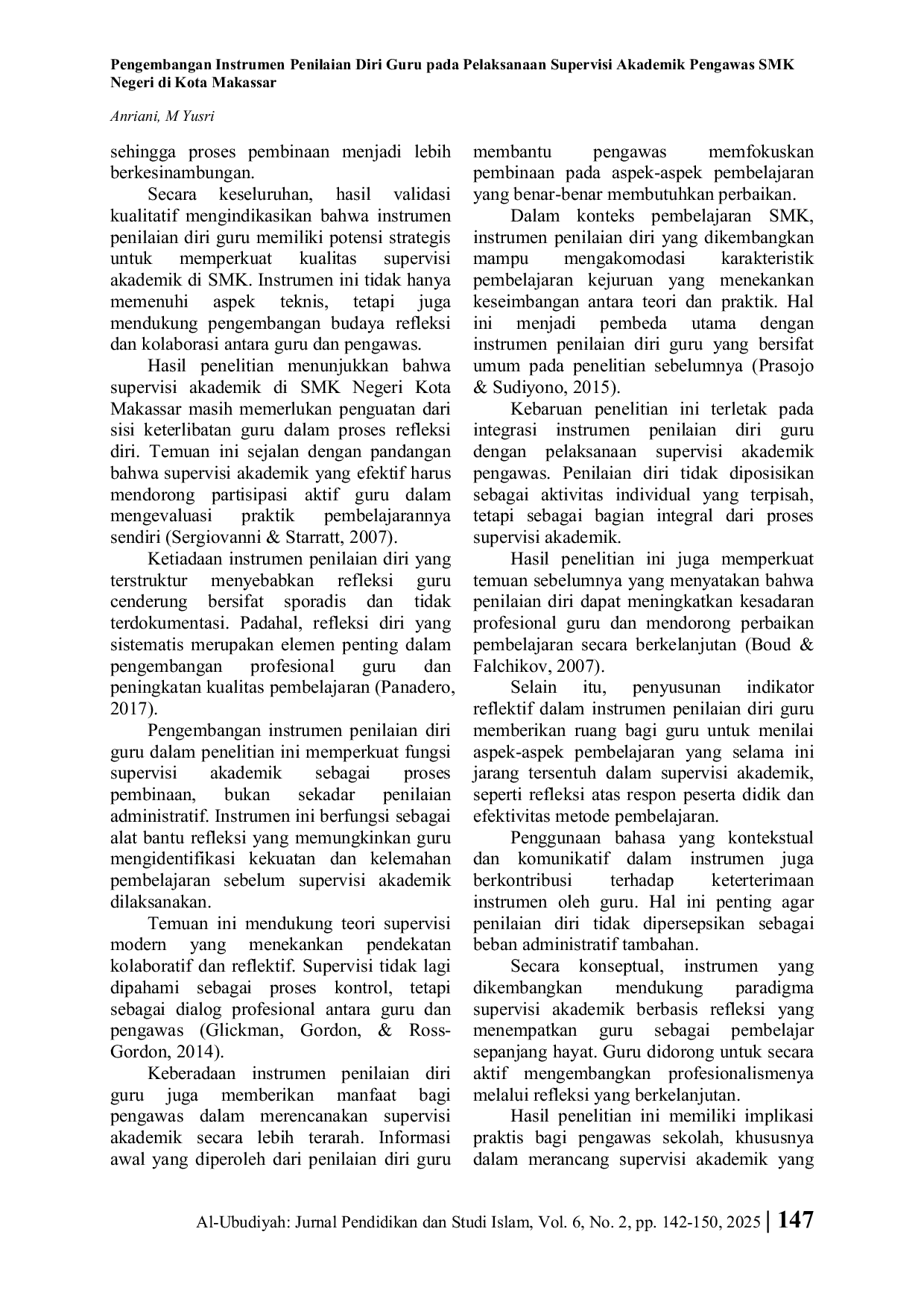 JURIS Development of Self Assessment Instrument for the Implementation of Academic Supervision by SMK Negeri Supervisors in Makassar City