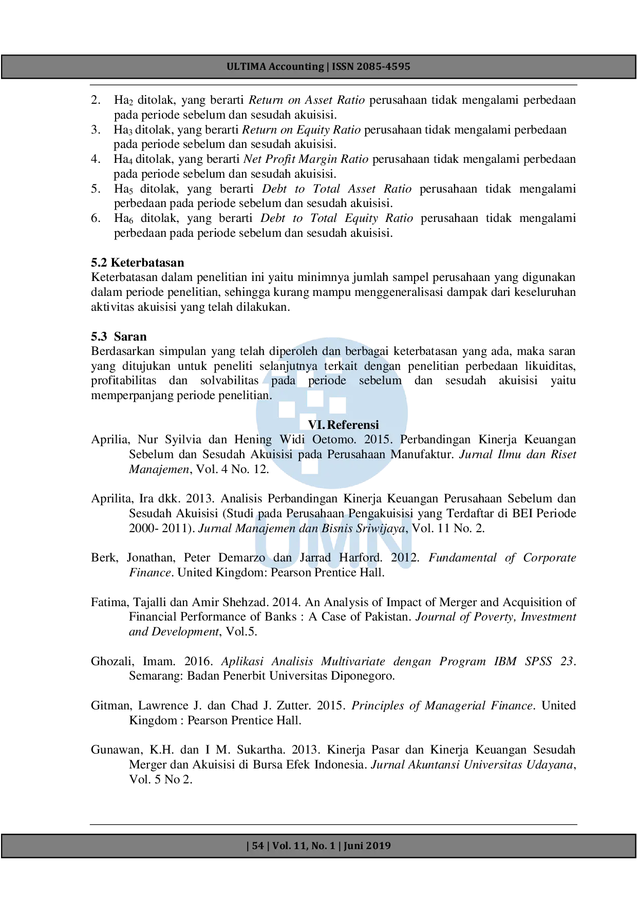 JURIS Uji Komparasi Likuiditas Profitabilitas Dan Solvabilitas Sebelum Dan Sesudah Akuisisi Studi Pada Perusahaan Yang Terdaftar Di Bei Periode 2012 2013