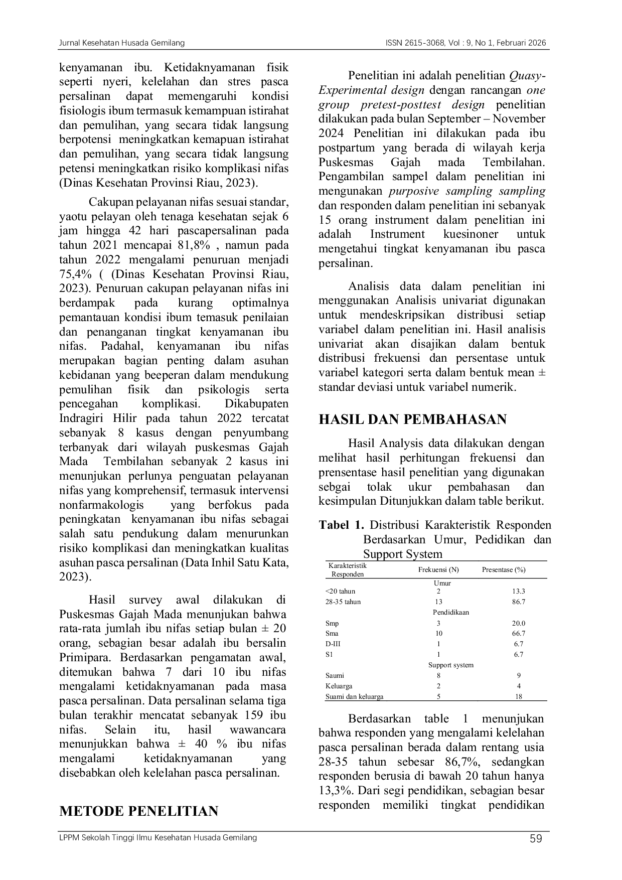 JURIS Pengaruh Relaksasi Otot Progresif dengan Pendampingan Keluarga Terhadap Tingkat Kenyamanan Ibu Nifas