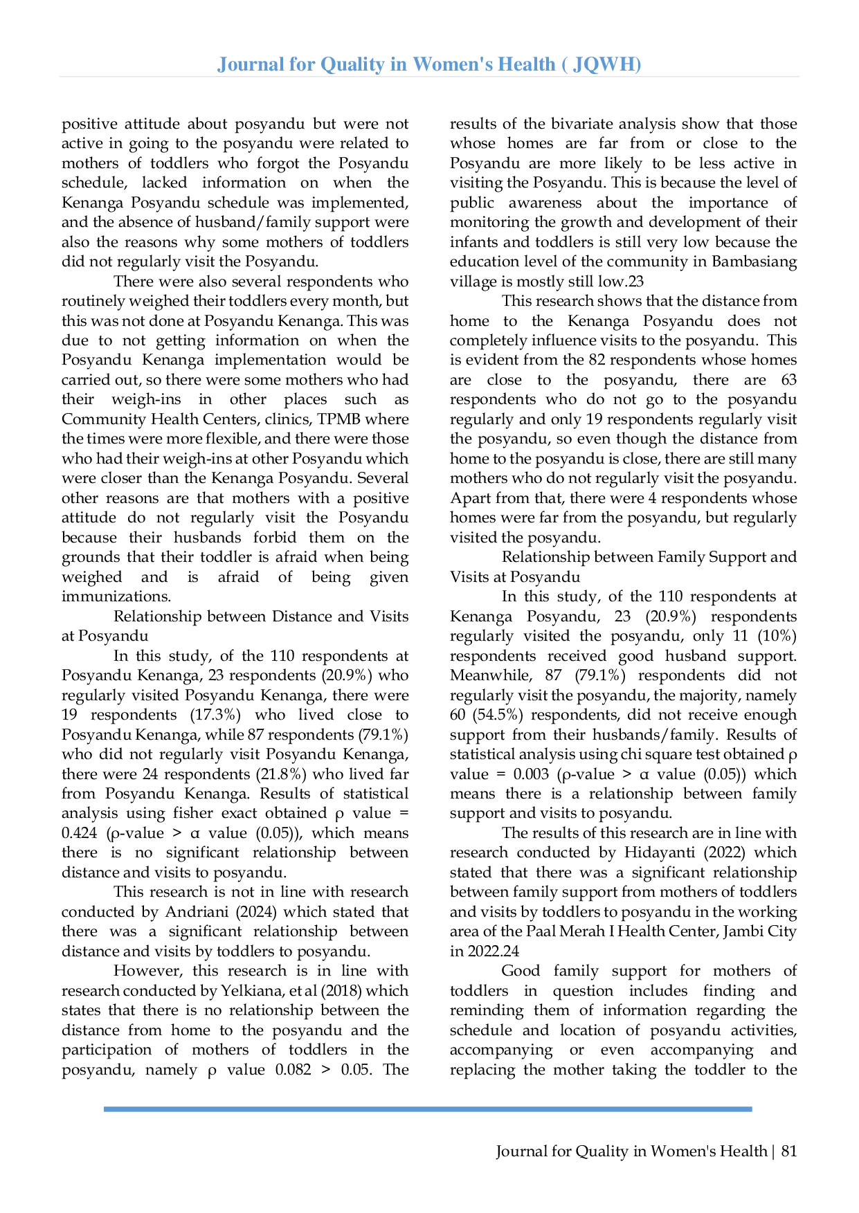 JURIS Factors Related To Toddler Visits At The Kenanga Posyandu In Jurang Mangu Timur Village For The Period Of May 2023 April 2024