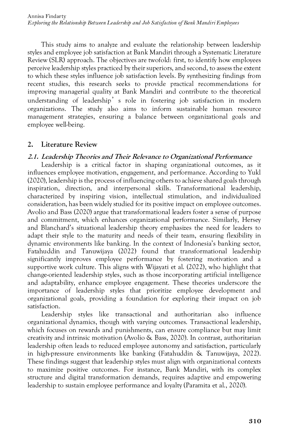 JURIS Exploring the Relationship Between Leadership and Job Satisfaction of Bank Mandiri Employees