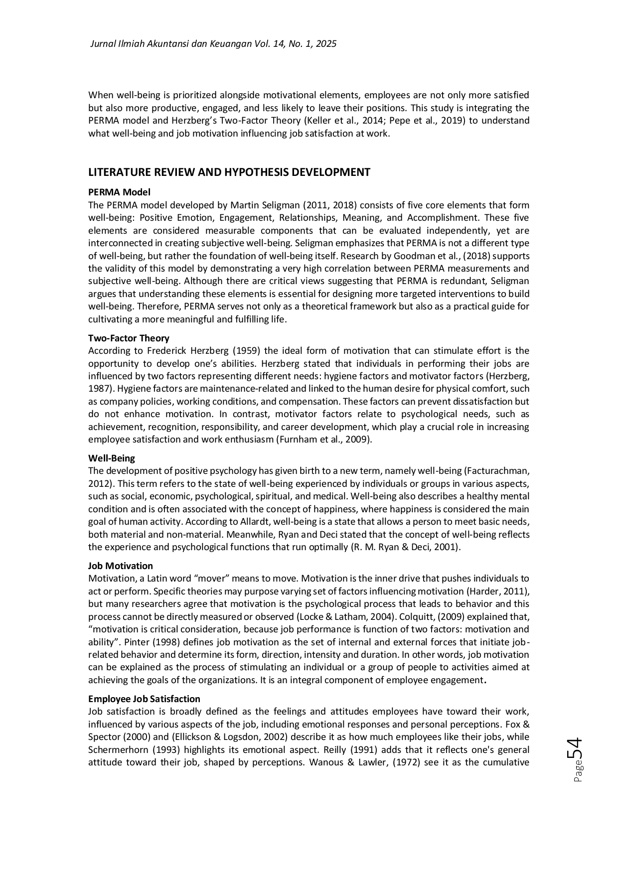 JURIS Do Well Being and Job Motivation Impact Job Satisfaction An Approach Based on Positive Emotions and Herzberg s Two Factor Theory