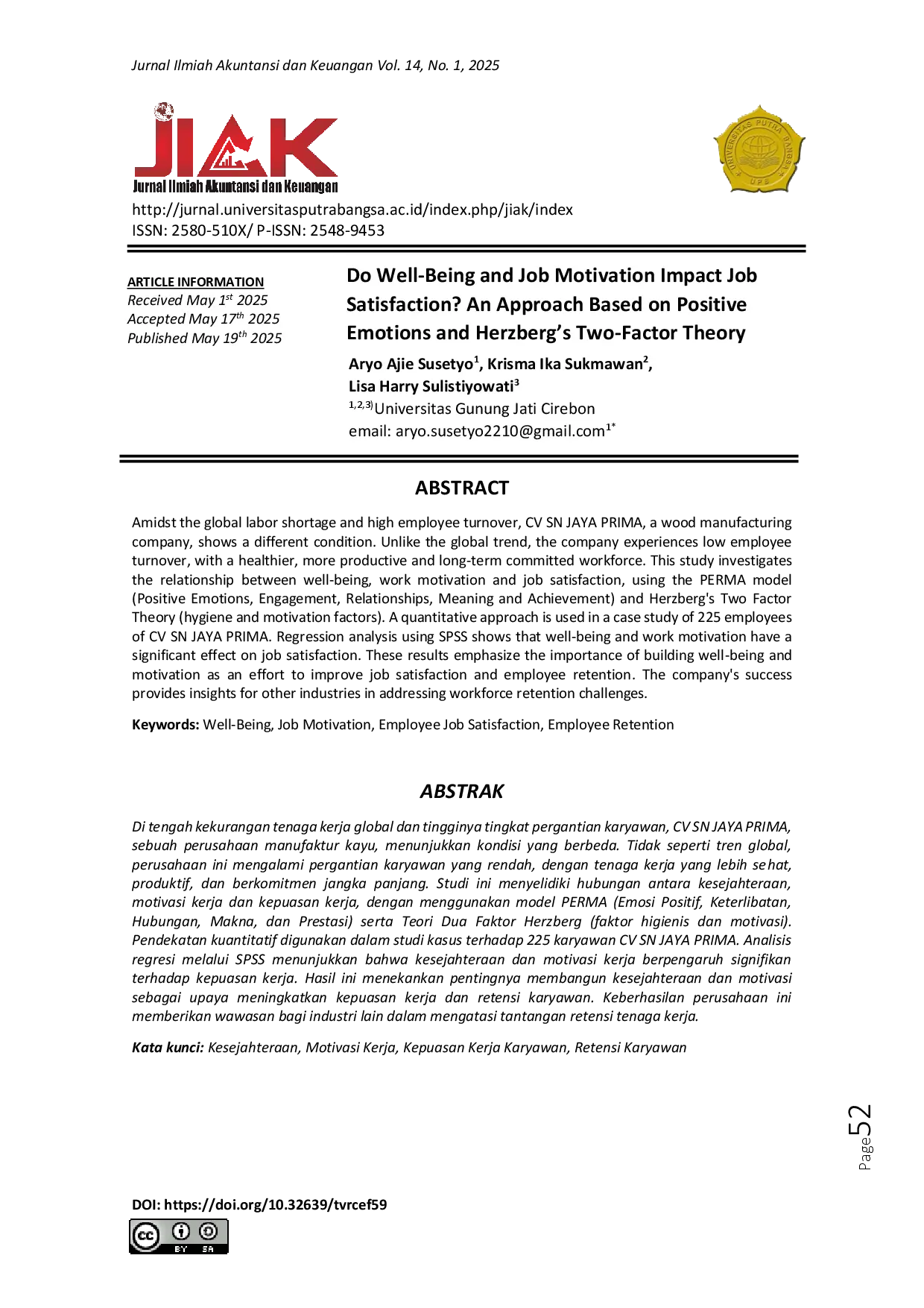JURIS Do Well Being and Job Motivation Impact Job Satisfaction An Approach Based on Positive Emotions and Herzberg s Two Factor Theory