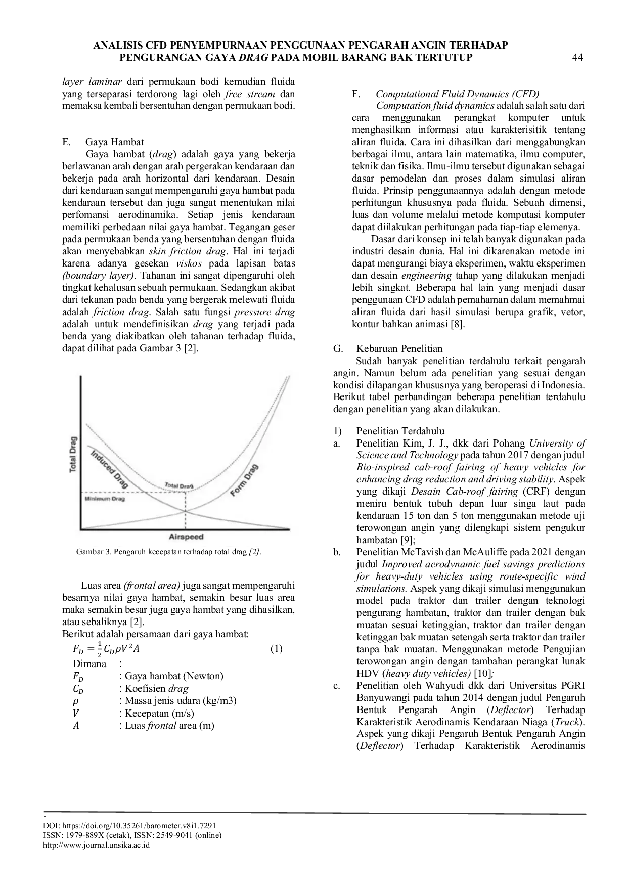 JURIS Analisis CFD Penyempurnaan Penggunaan Pengarah Angin Terhadap Pengurangan Gaya Drag Pada Mobil Barang Bak Tertutup