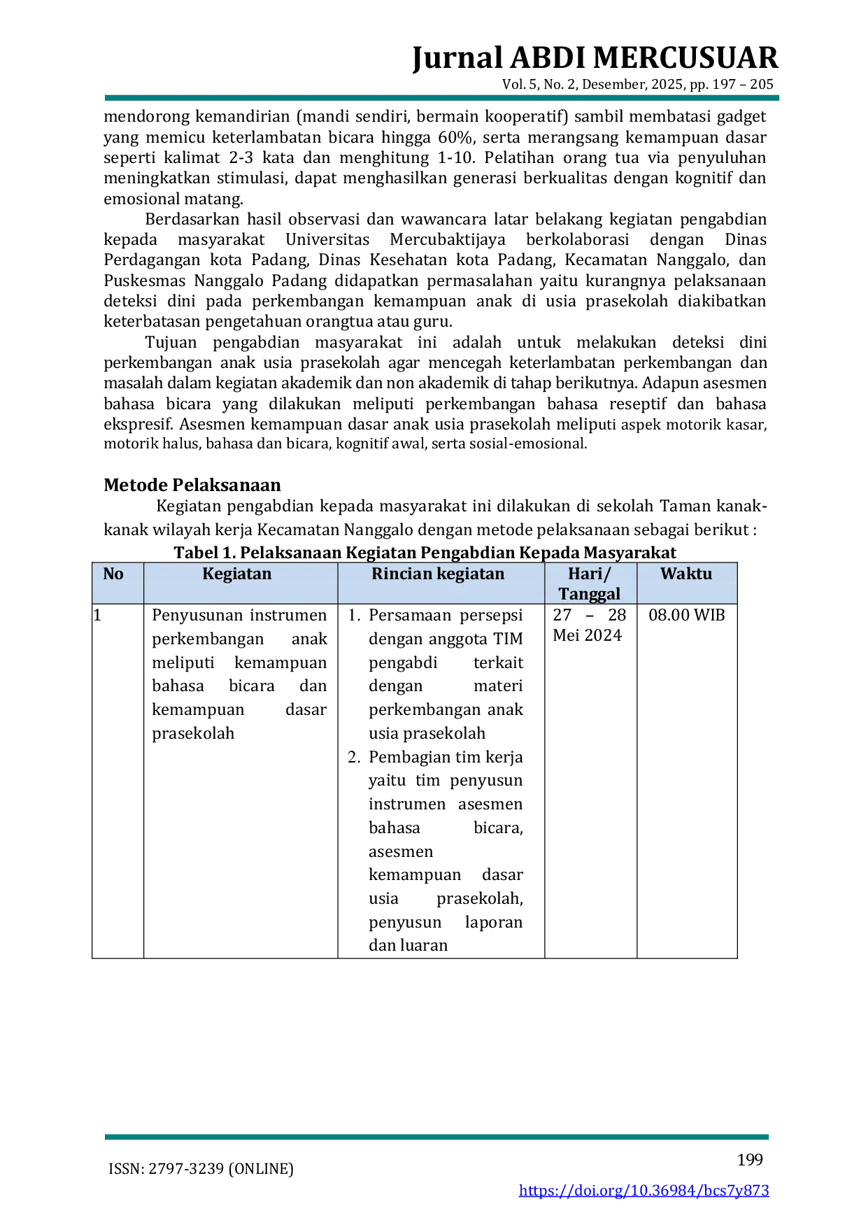 JURIS Deteksi Dini Bahasa Bicara dan Kemampuan Dasar Pada Anak Prasekolah Di Kecamatan Nanggalo