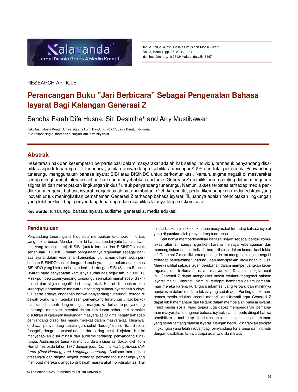 JURIS Perancangan Buku Jari Berbicara sebagai Pengenalan Bahasa Isyarat bagi Kalangan Generasi Z