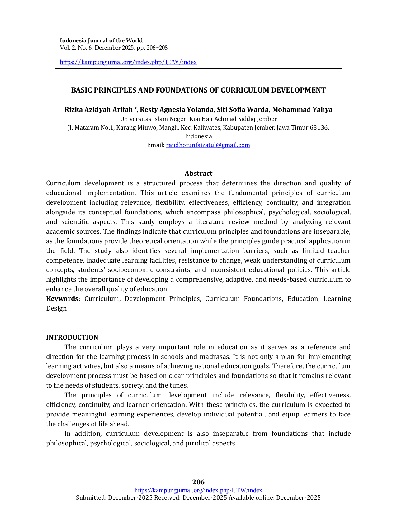 JURIS Basic Principles and Foundations of Curriculum Development