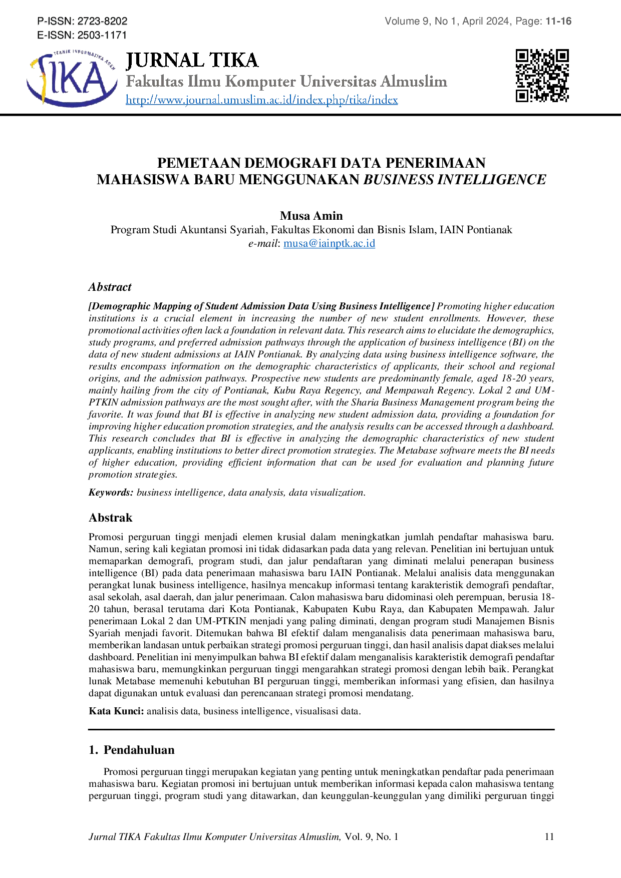 JURIS Demographic Mapping of Student Admission Data Using Business Intelligence