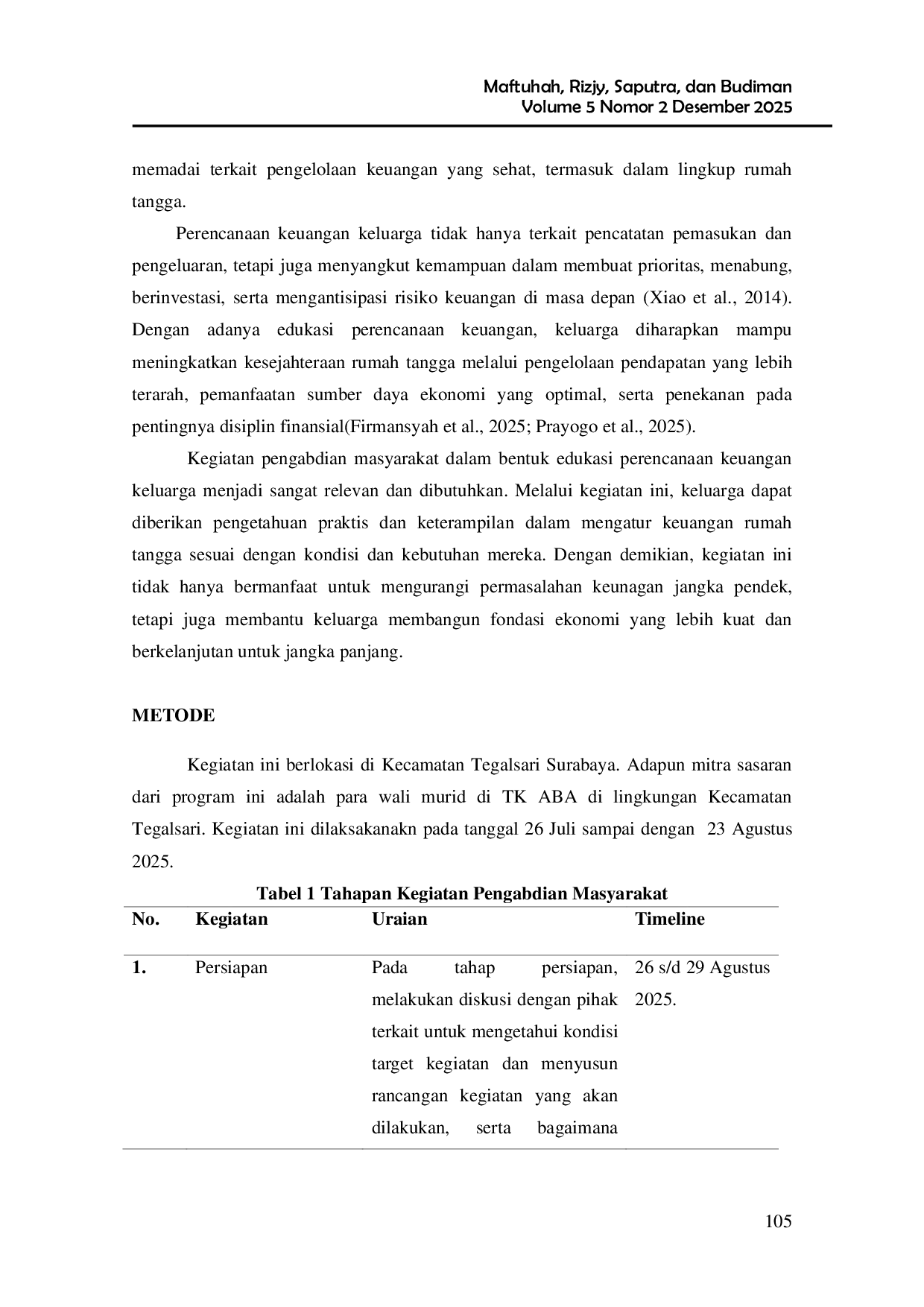 JURIS Edukasi Perencanaan Keuangan Keluarga Dalam Meningkatkan Kesejahteraan Rumah Tangga