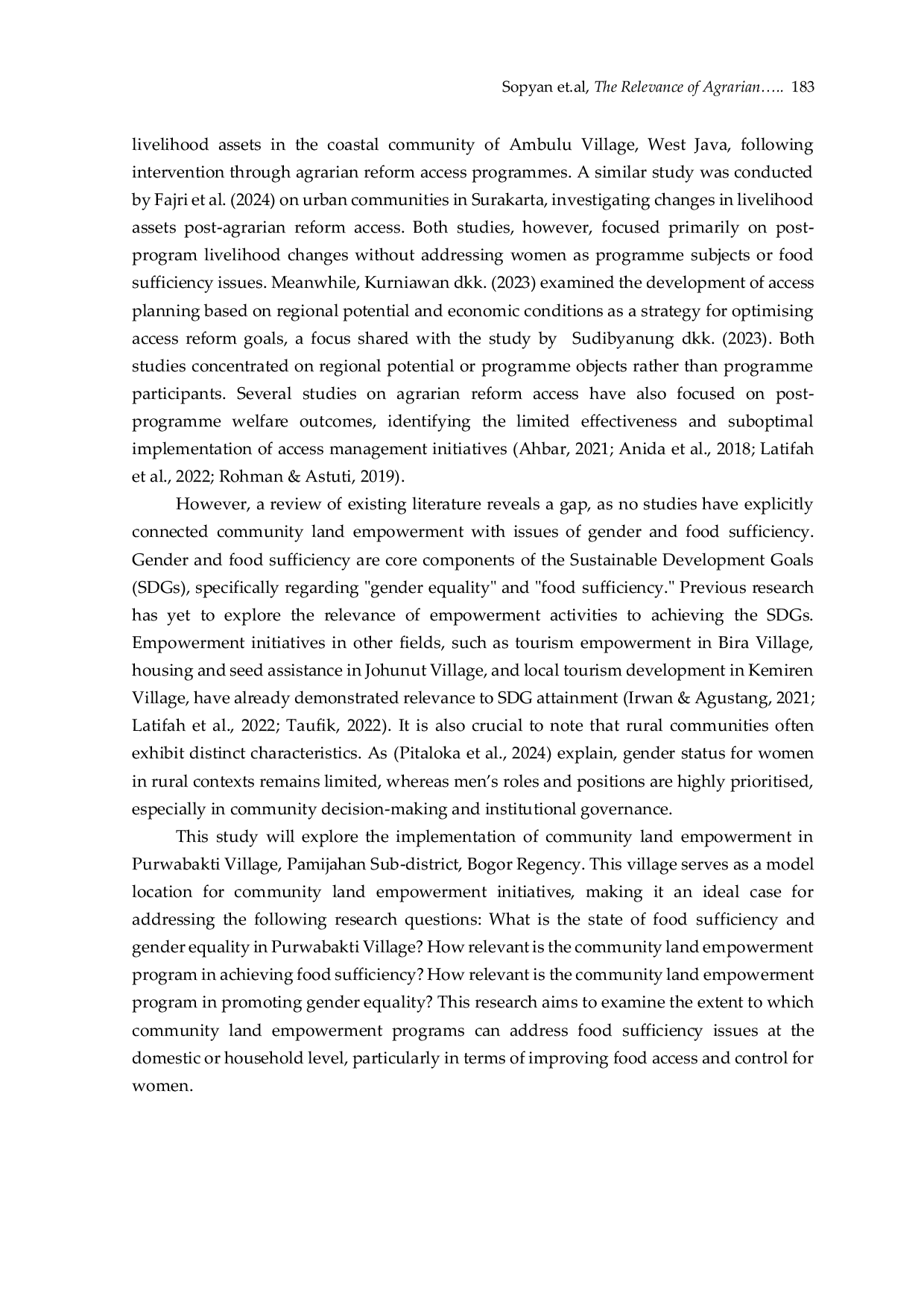 JURIS The Relevance of Agrarian Reform to the Sustainable Development Goals Analysis of Community Land Empowerment for Food Sufficiency and Gender Equality through the Fishbone Diagram Method