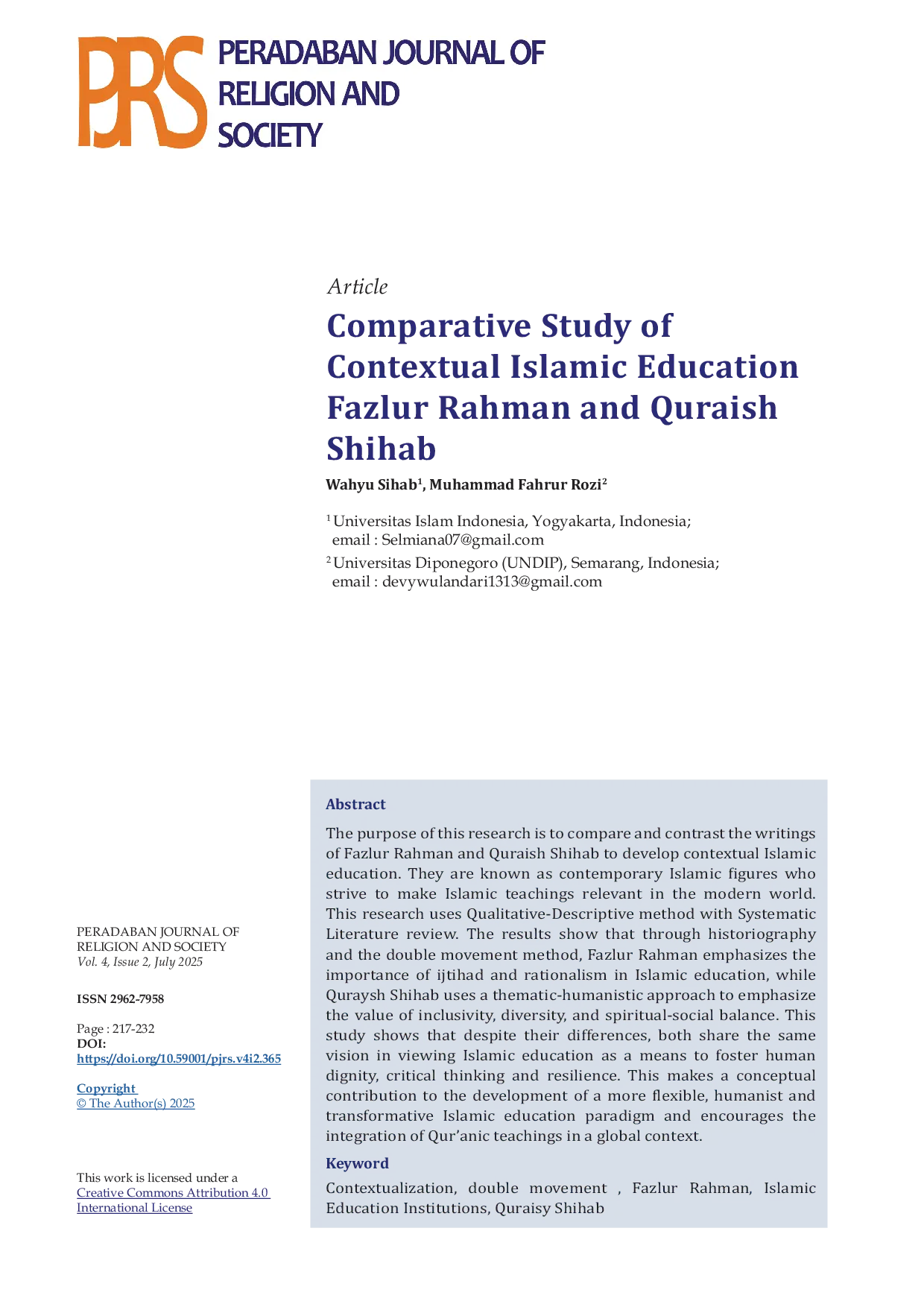 JURIS Comparative Study of Contextual Islamic Education