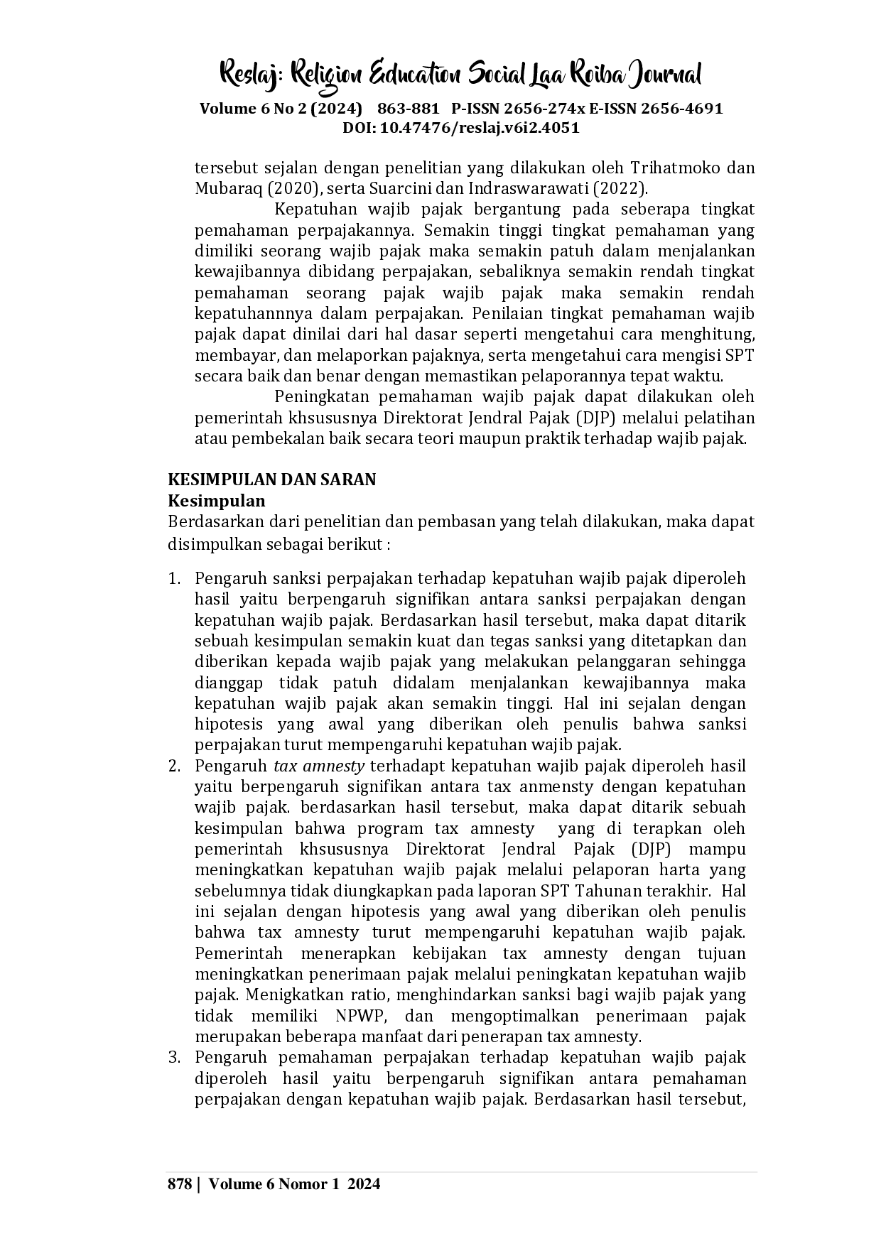 juris Pengaruh Sanksi Perpajakan Tax Amnesty dan Pemahaman Perpajakan terhadap Kepatuhan Wajib Pajak