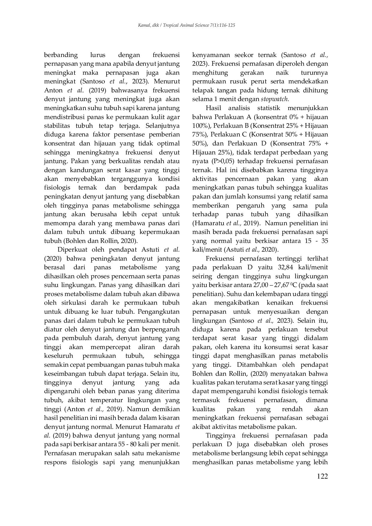 JURIS PENGARUH PEMBERIAN KONSENTRAT DAN HIJAUAN YANG BERBEDA TERHADAP RESPONS FISIOLOGI SUHU REKTAL DENYUT JANTUNG DAN FREKUENSI PERNAPASAN SAPI ACEH