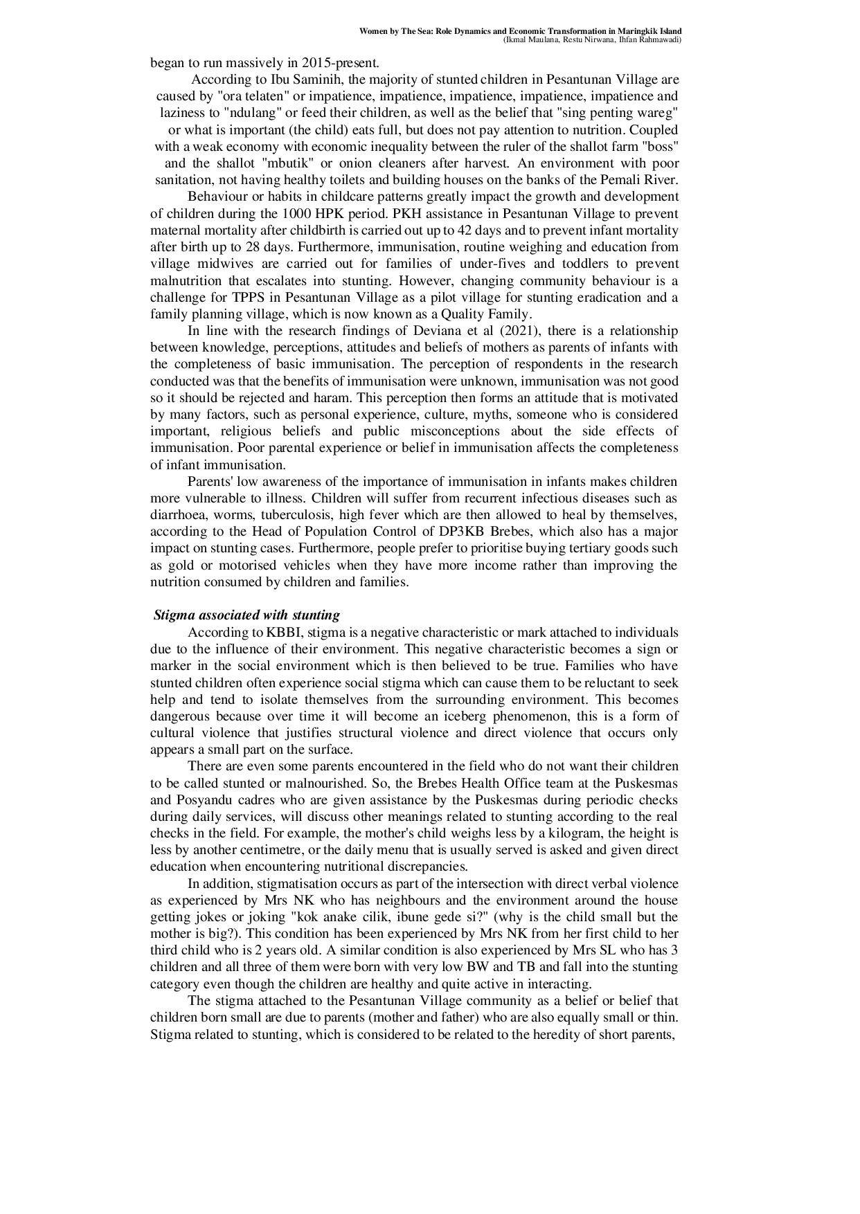 JURIS Health Quality in Brebes District Central Java Stunting Prevalence in the Light of Galtung s Violence Triangle