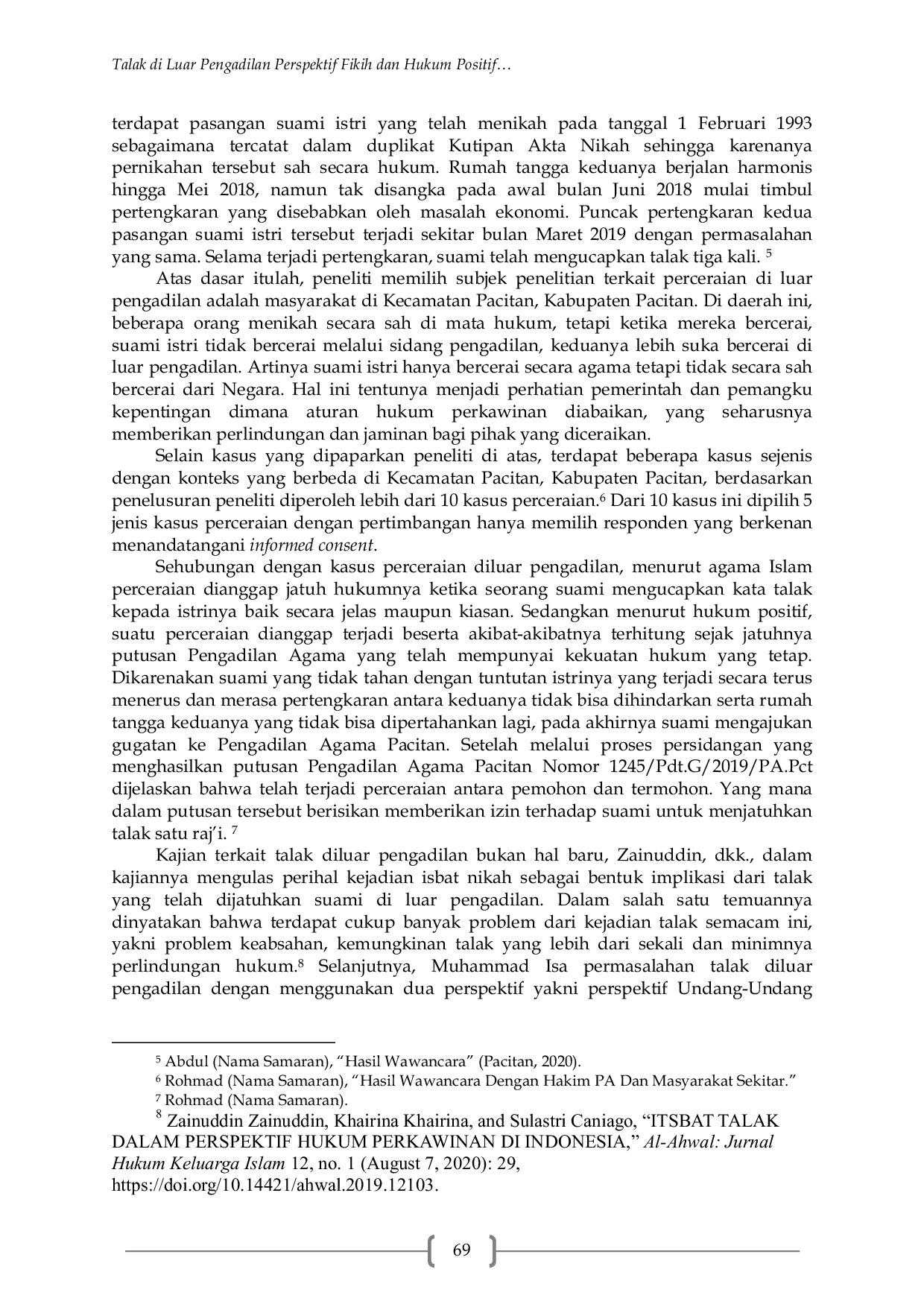 JURIS Talak di Luar Pengadilan Perspektif Fikih dan Hukum Positif