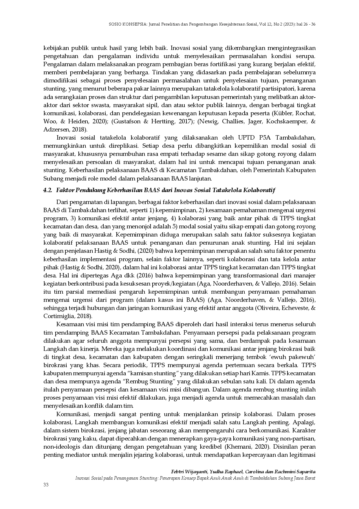 juris Inovasi Sosial pada Penanganan Stunting Penerapan Konsep Bapak Asuh Anak Stunting di Tambak Dahan Subang Provinsi Jawa Barat