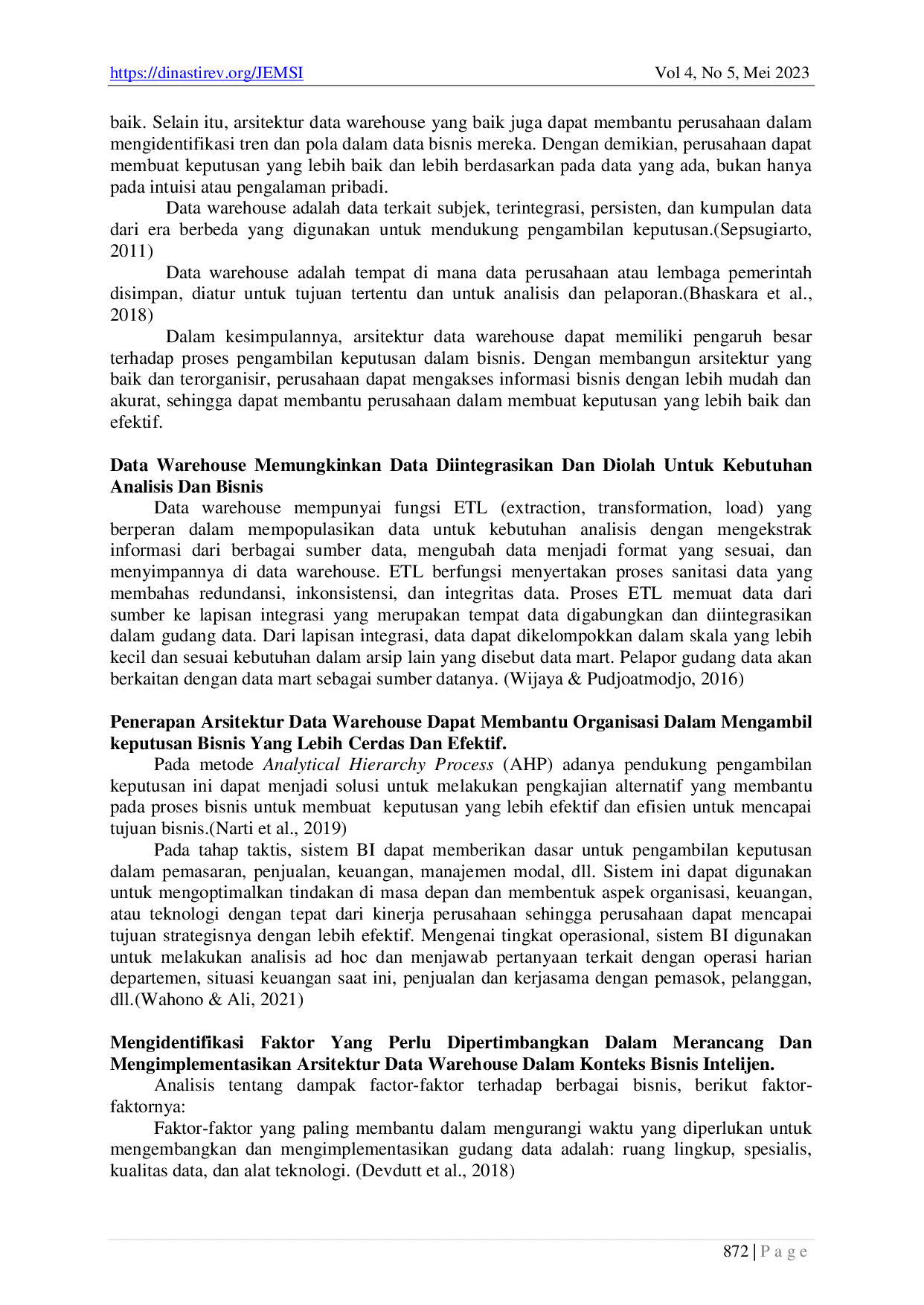 JURIS Kajian Penerapan Arsitektur Data Warehouse dalam Bisnis Intelijen pada Pengambilan Keputusan Bisnis