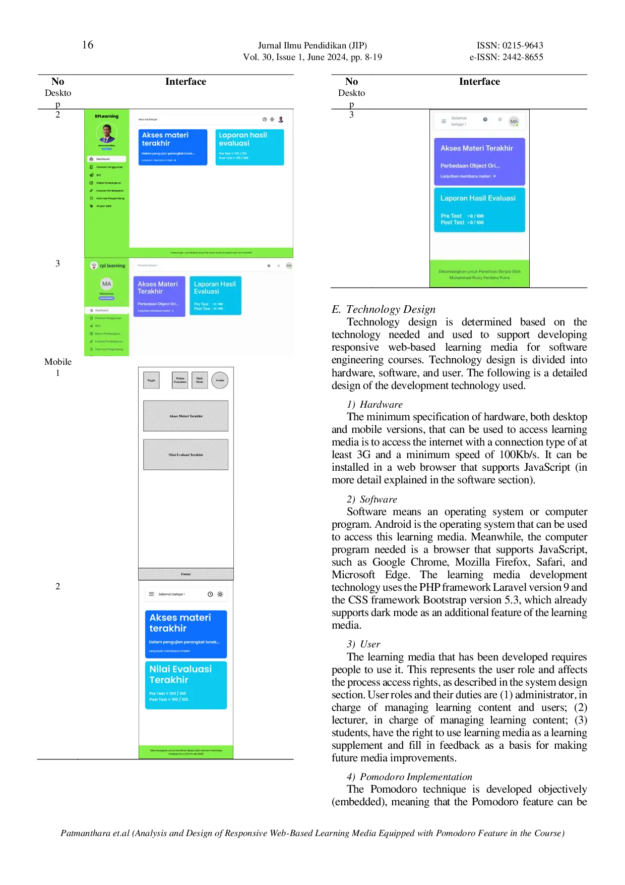JURIS Analysis and Design of Responsive Web Based Learning Media Equipped with Pomodoro Feature in the Course of Software Engineering