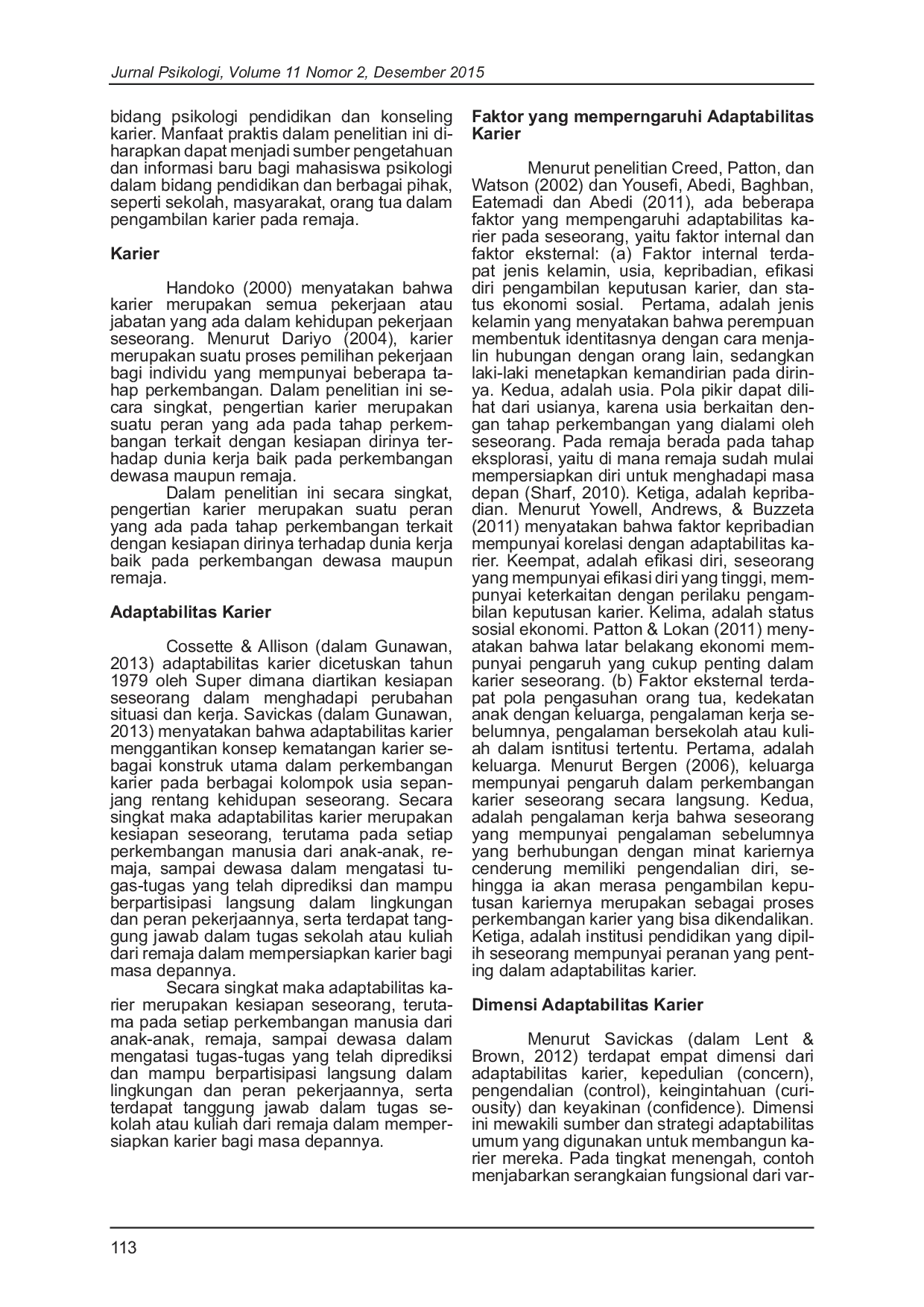 JURIS Gambaran Adaptabilitas Karier Remaja