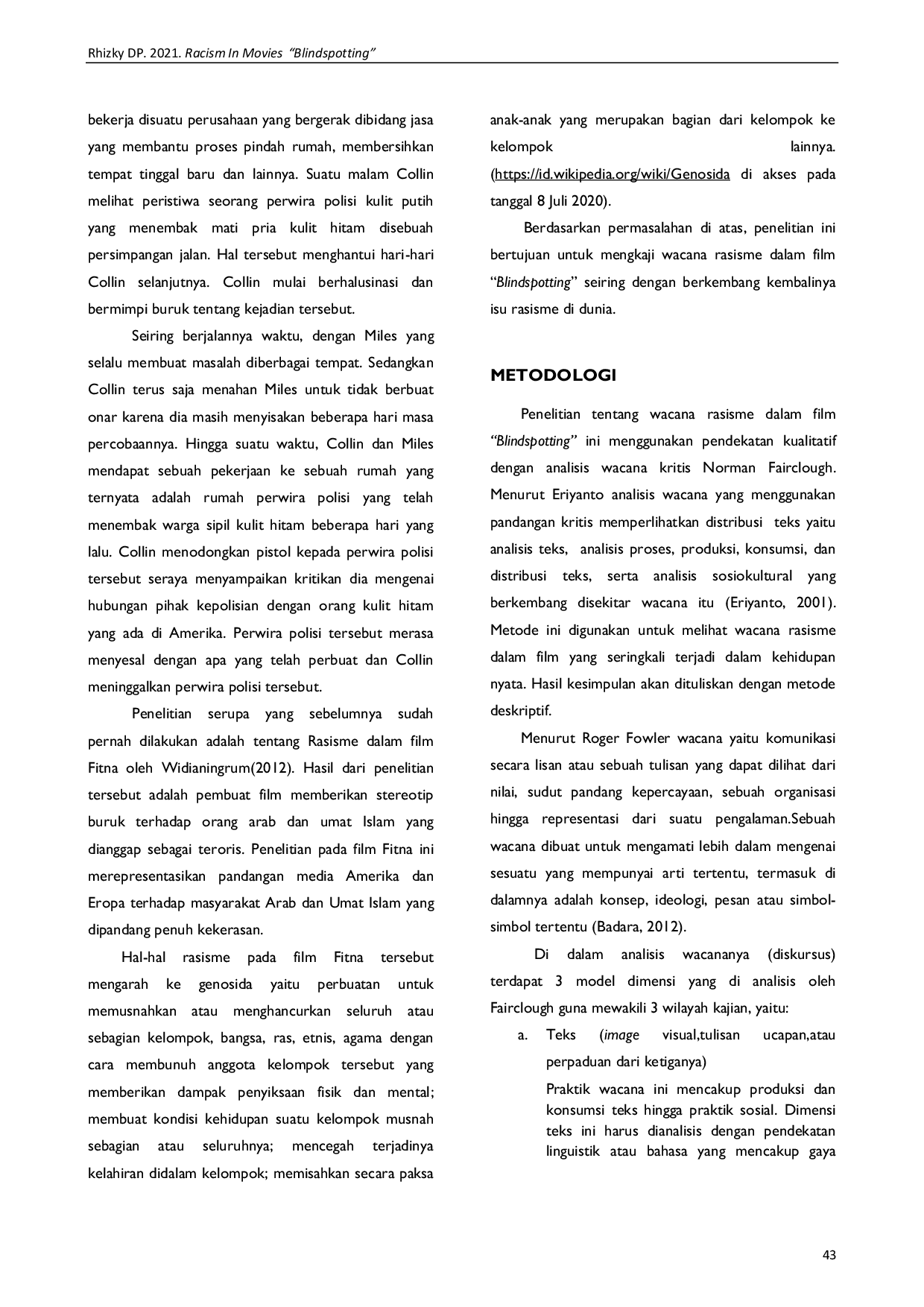 JURIS Wacana Rasisme dalam Film Blindspotting