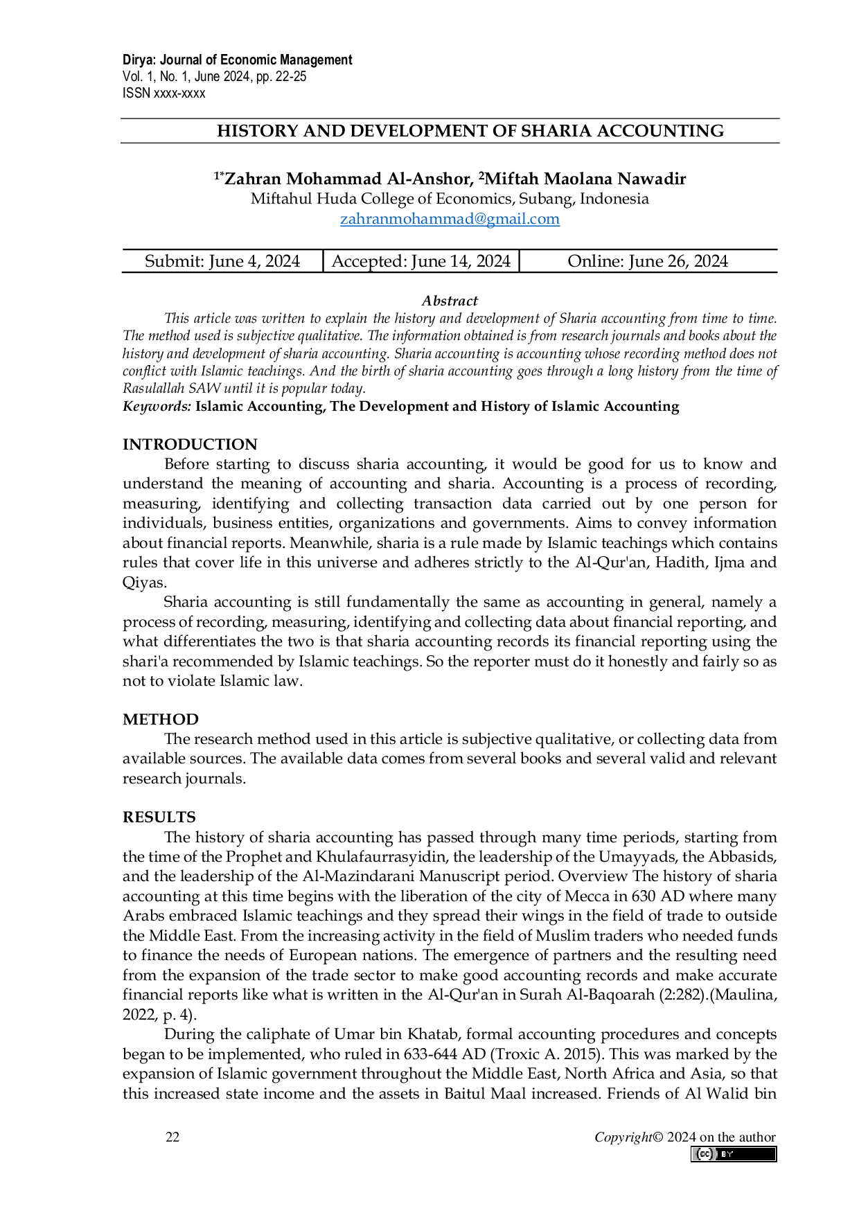 JURIS History And Development Of Sharia Accounting