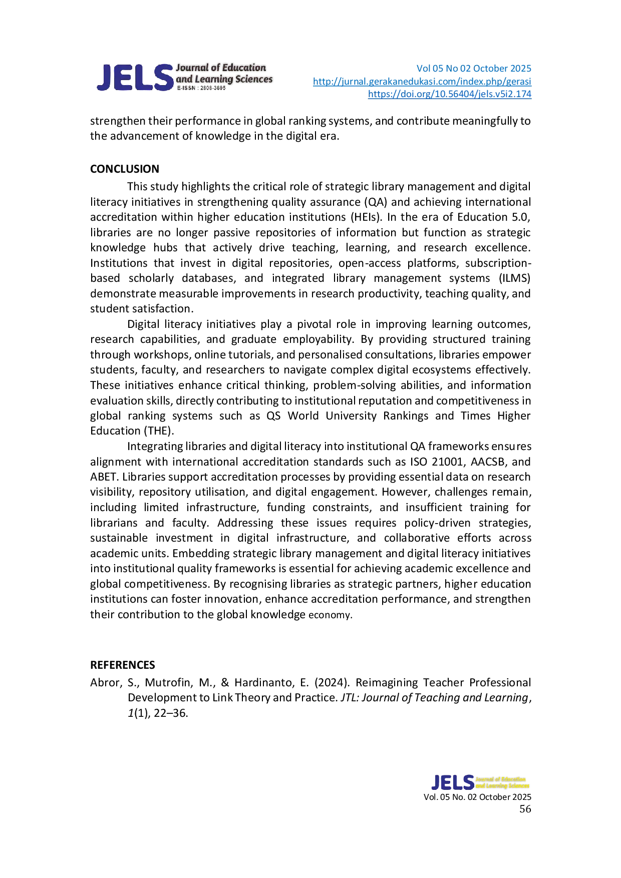 JURIS Enhancing Quality Assurance in Higher Education through Strategic Library Management and Digital Literacy Initiatives