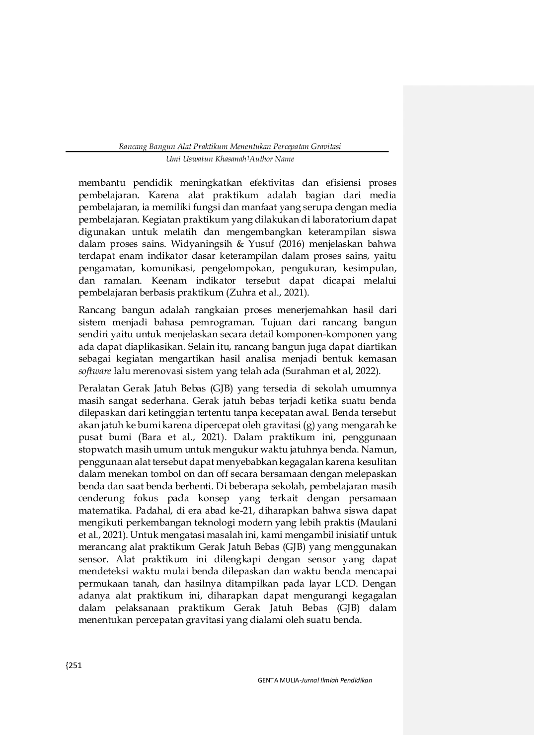 JURIS Rancang Bangun Alat Praktikum Menentukan Percepatan Gravitasi pada Gerak Jatuh Berbasis Arduino Nano