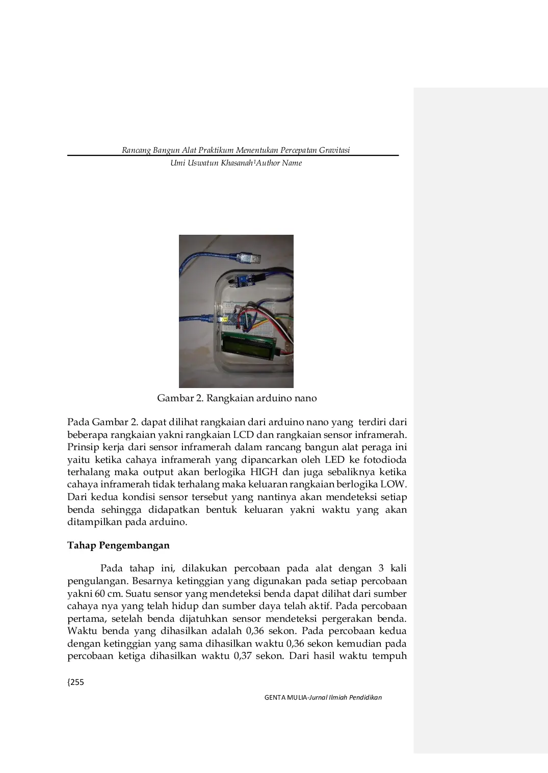 JURIS Rancang Bangun Alat Praktikum Menentukan Percepatan Gravitasi pada Gerak Jatuh Berbasis Arduino Nano