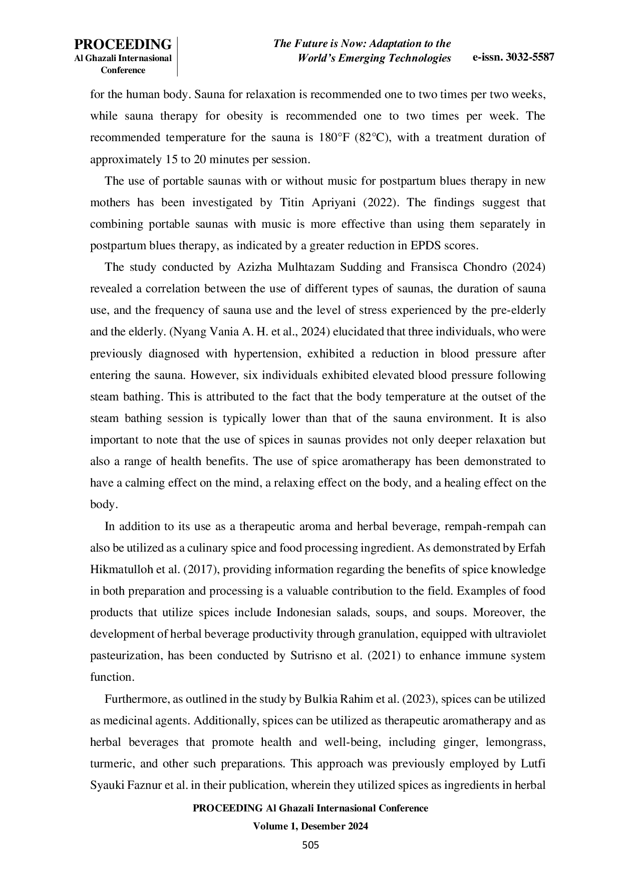 JURIS Low Cost Steam Sauna Development with Local Materials and Natural Aromatherapy