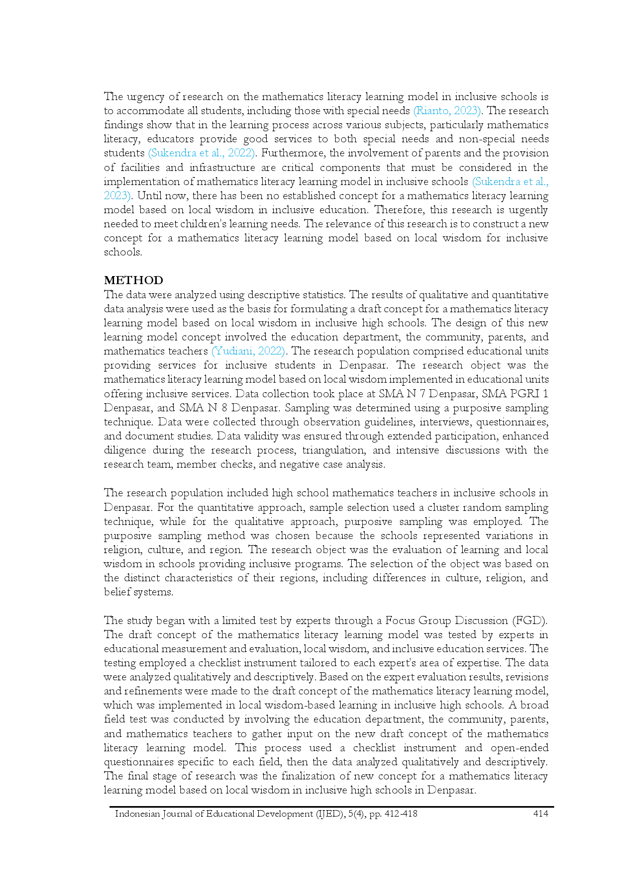 juris The Concept Of A Mathematics Literacy Learning Model Based On Local Wisdom In Inclusive High Schools In Denpasar City