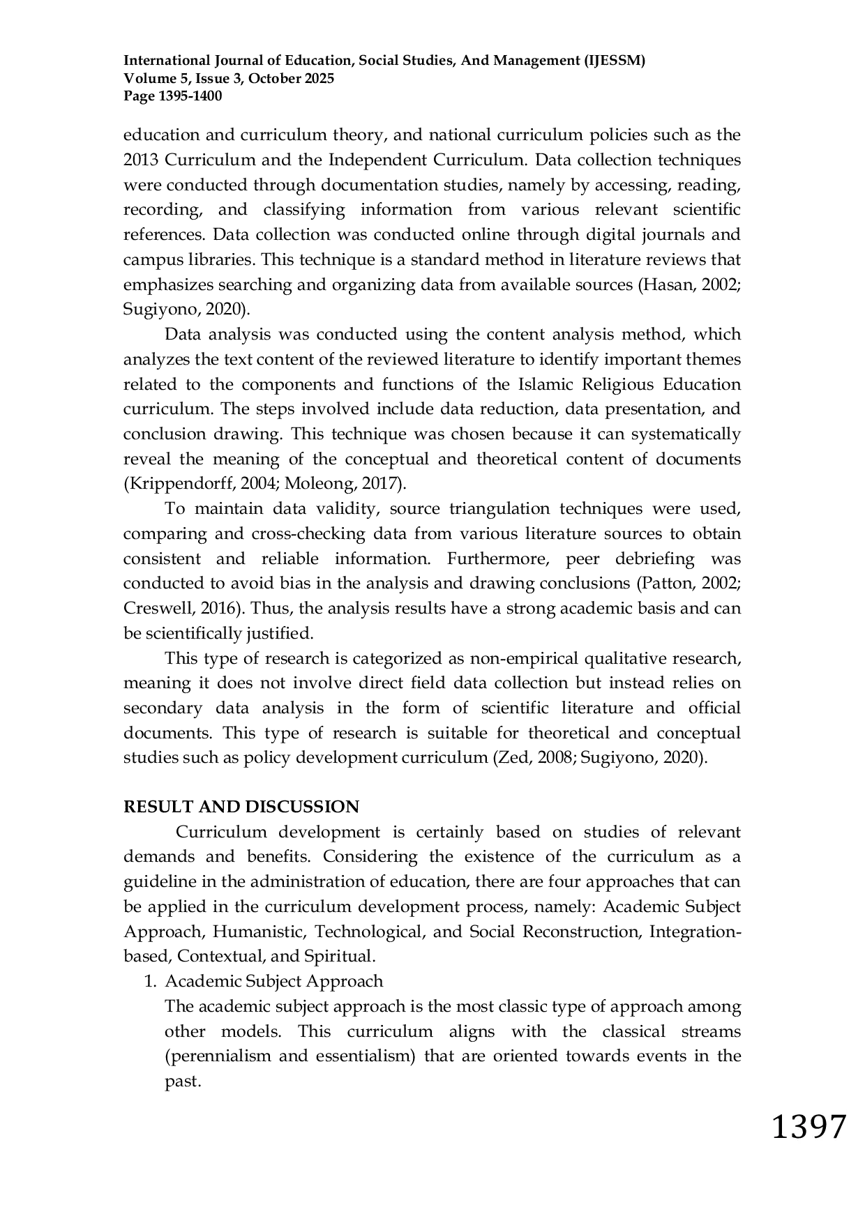 JURIS Approaches in the Development of Islamic Education Curriculum in Mahad Tahfidz Kejuruan