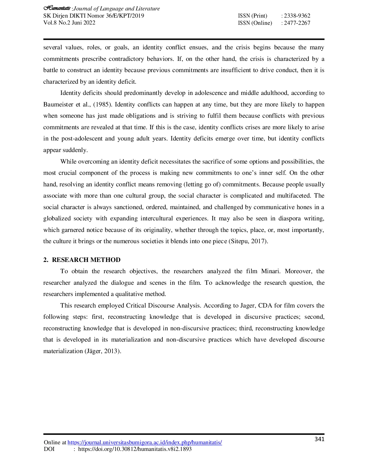 JURIS The Representation of Identity Crisis in Minari A Critical Discourse Analysis