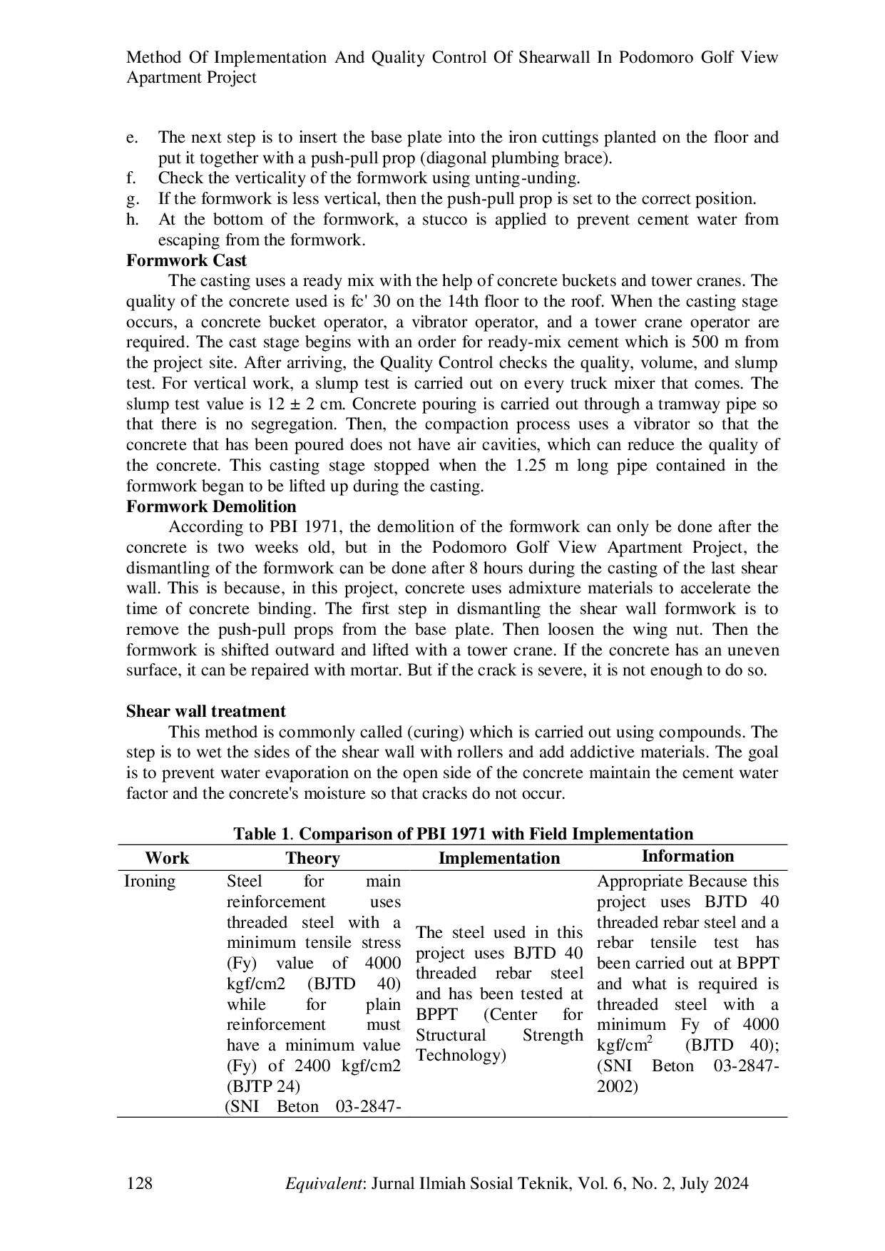 JURIS Method Of Implementation and Quality Control Of Shearwall In Podomoro Golf View Apartment Project