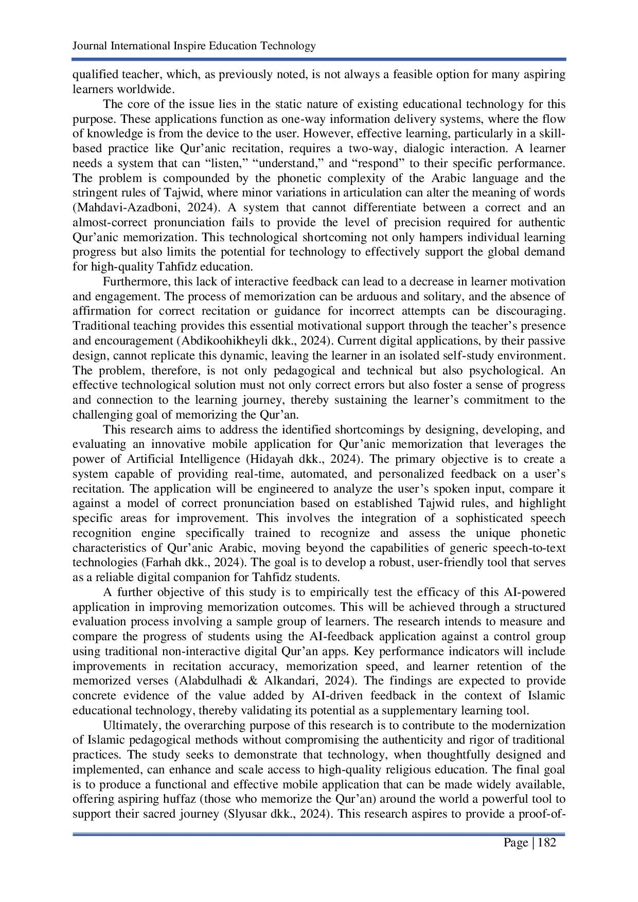 JURIS Innovation In Islamic Educational Technology Development Of A Mobile Application For Qur anic Memorization Tafhidz With AI Based Feedback