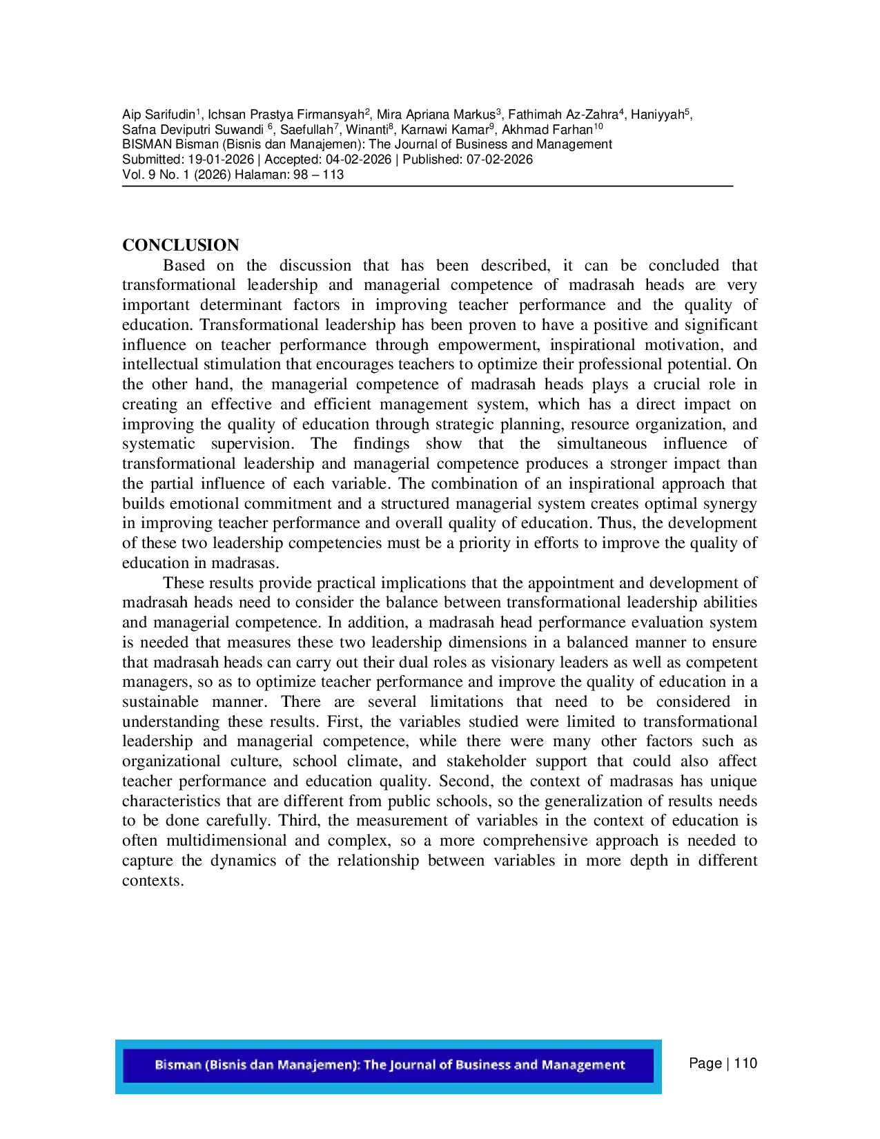 JURIS The Contribution of Managerial Competence and Leadership of Madrasah Heads to Teacher Performance and Quality of Education