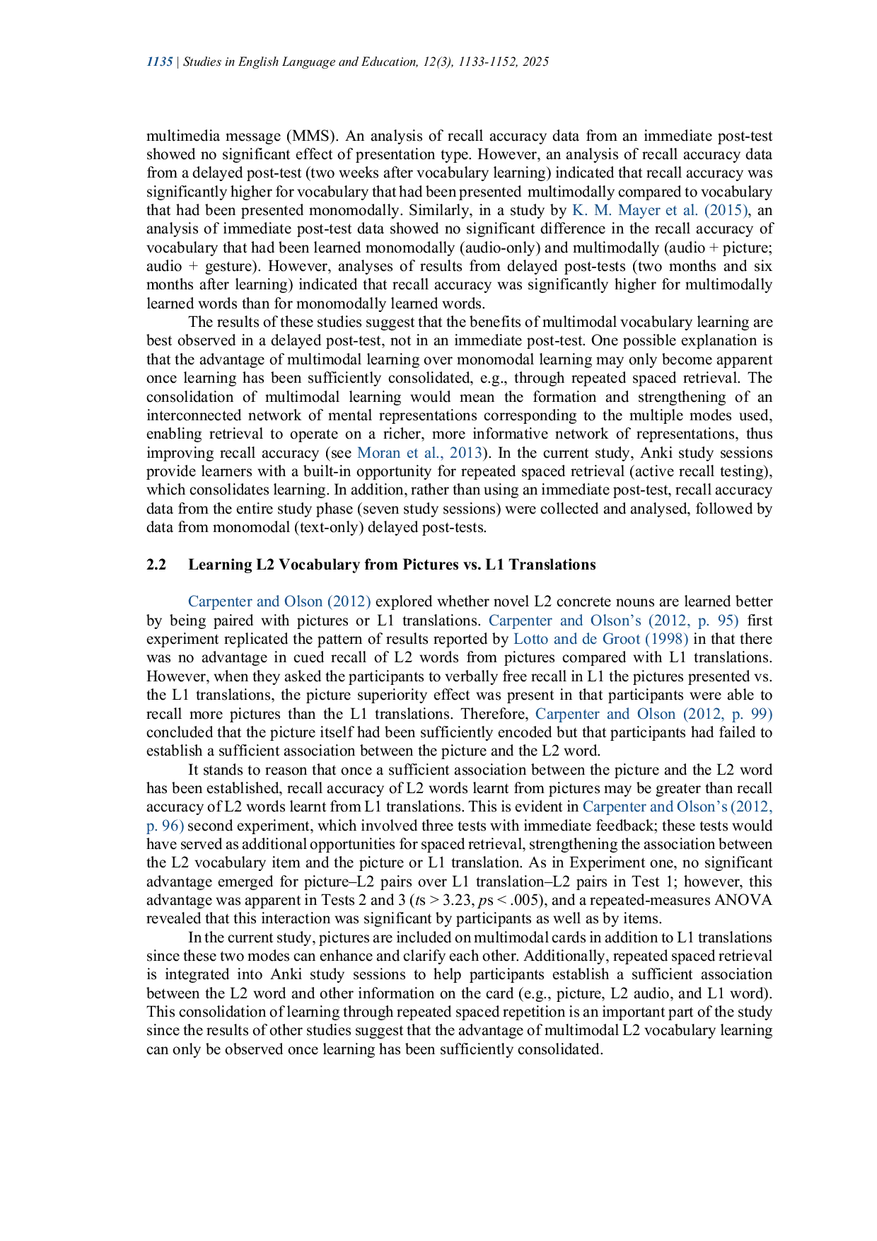 JURIS Comparing the Effectiveness of Multimodal vs Monomodal Digital Flashcards for L2 Vocabulary Learning