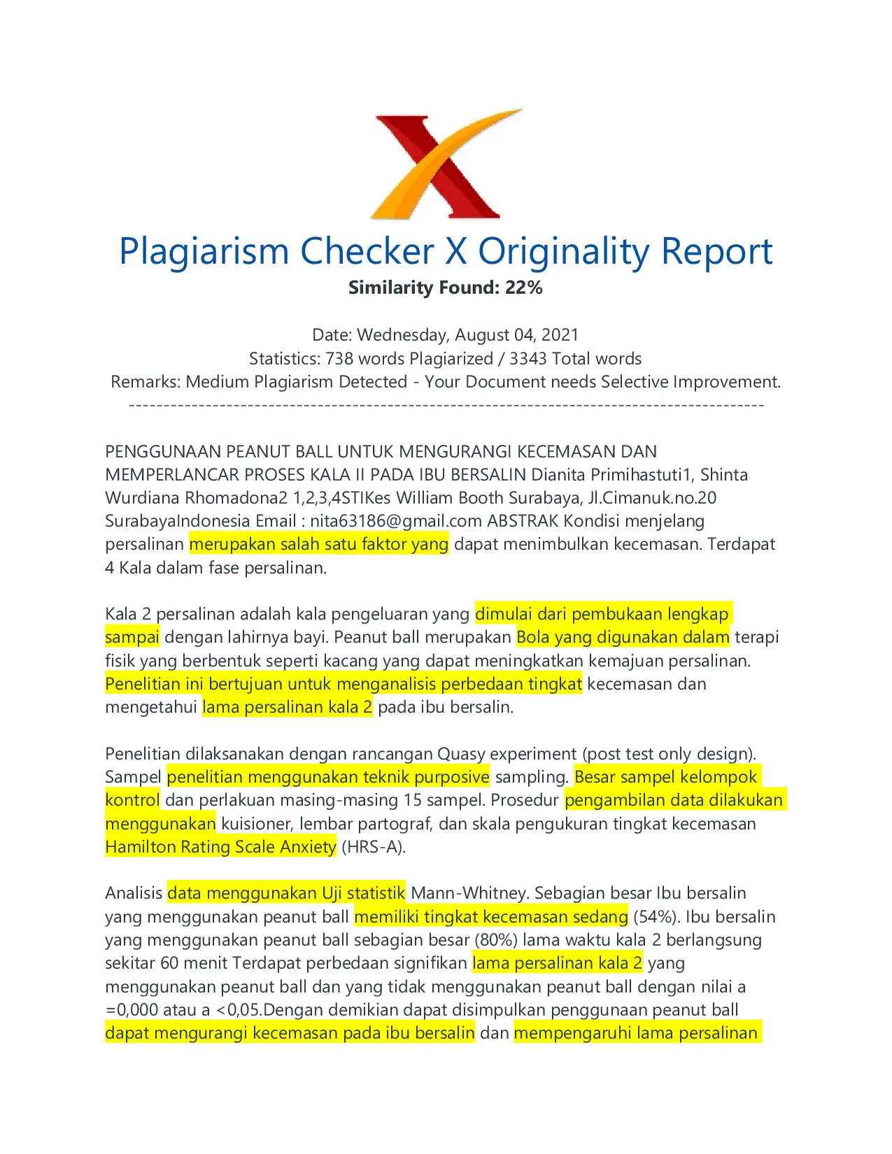 JURIS Penggunaan Peanut Ball Untuk Mengurangi Kecemasan Dan Memperlancar Proses Kala II Pada Ibu Bersalin