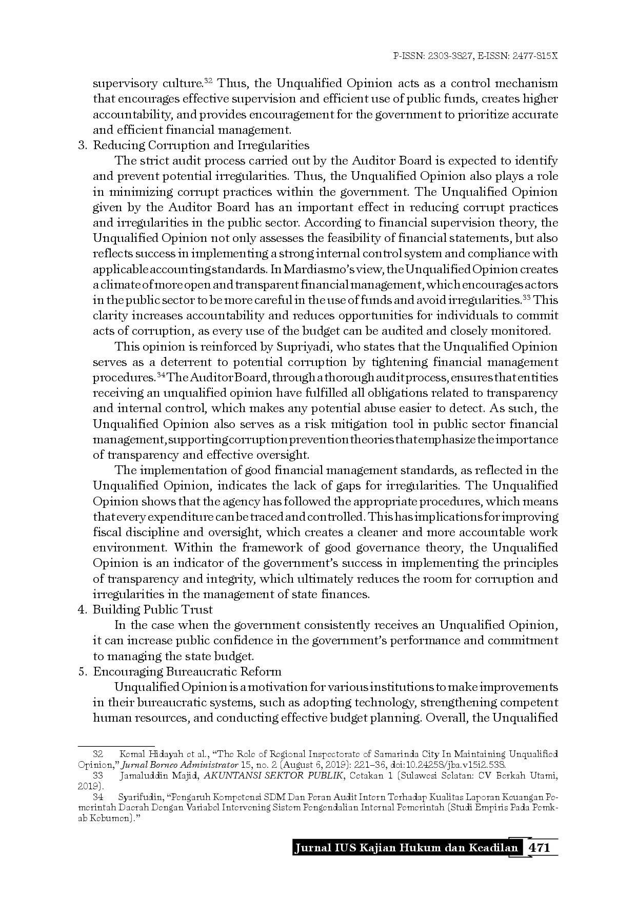juris Unqualified Audit Opinions and Their Role in Promoting Transparent Accountable and Just Governance Reform