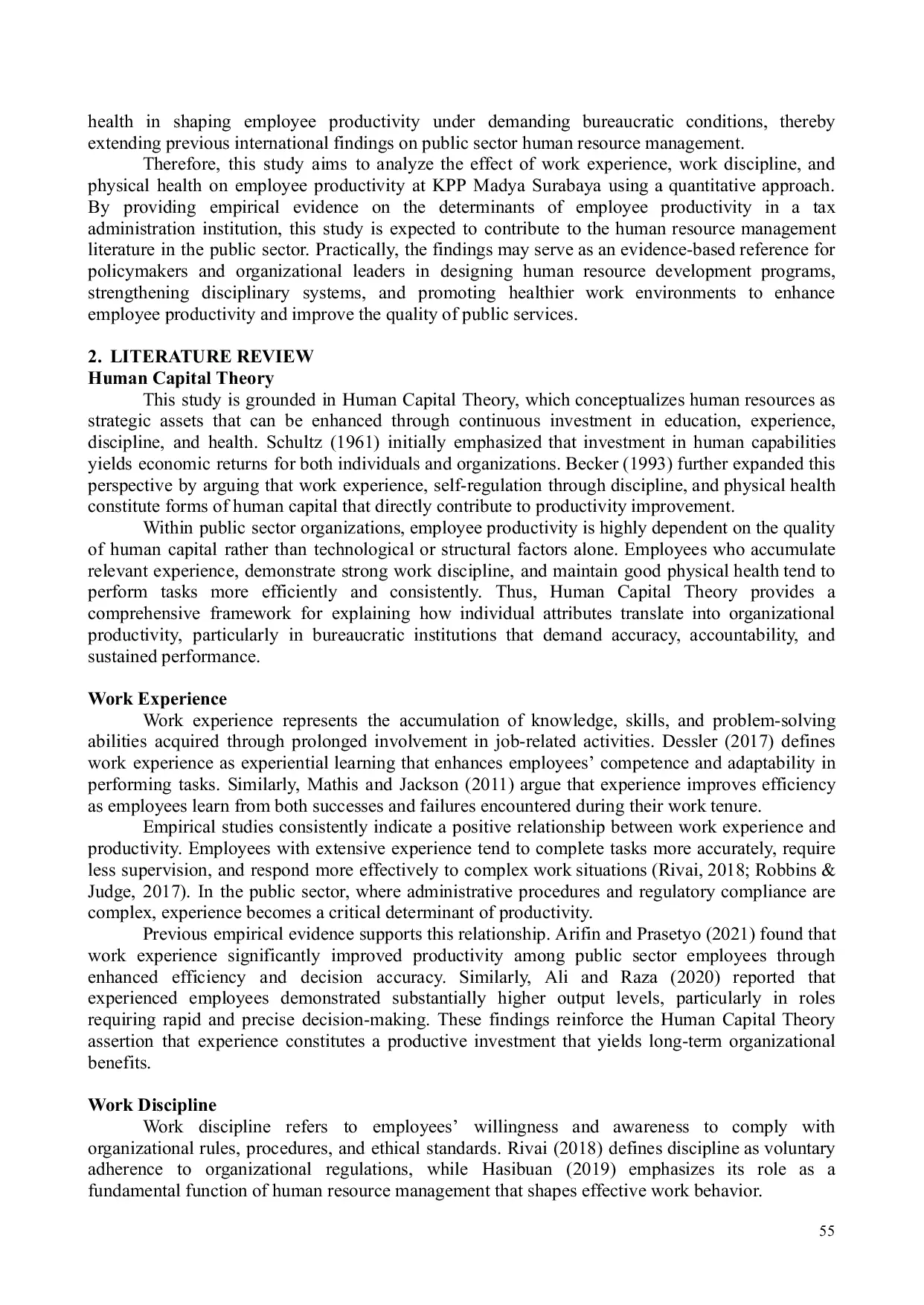 JURIS The Effect of Work Experience Work Discipline and Physical Health on Employee Productivity at the KPP Madya Surabaya