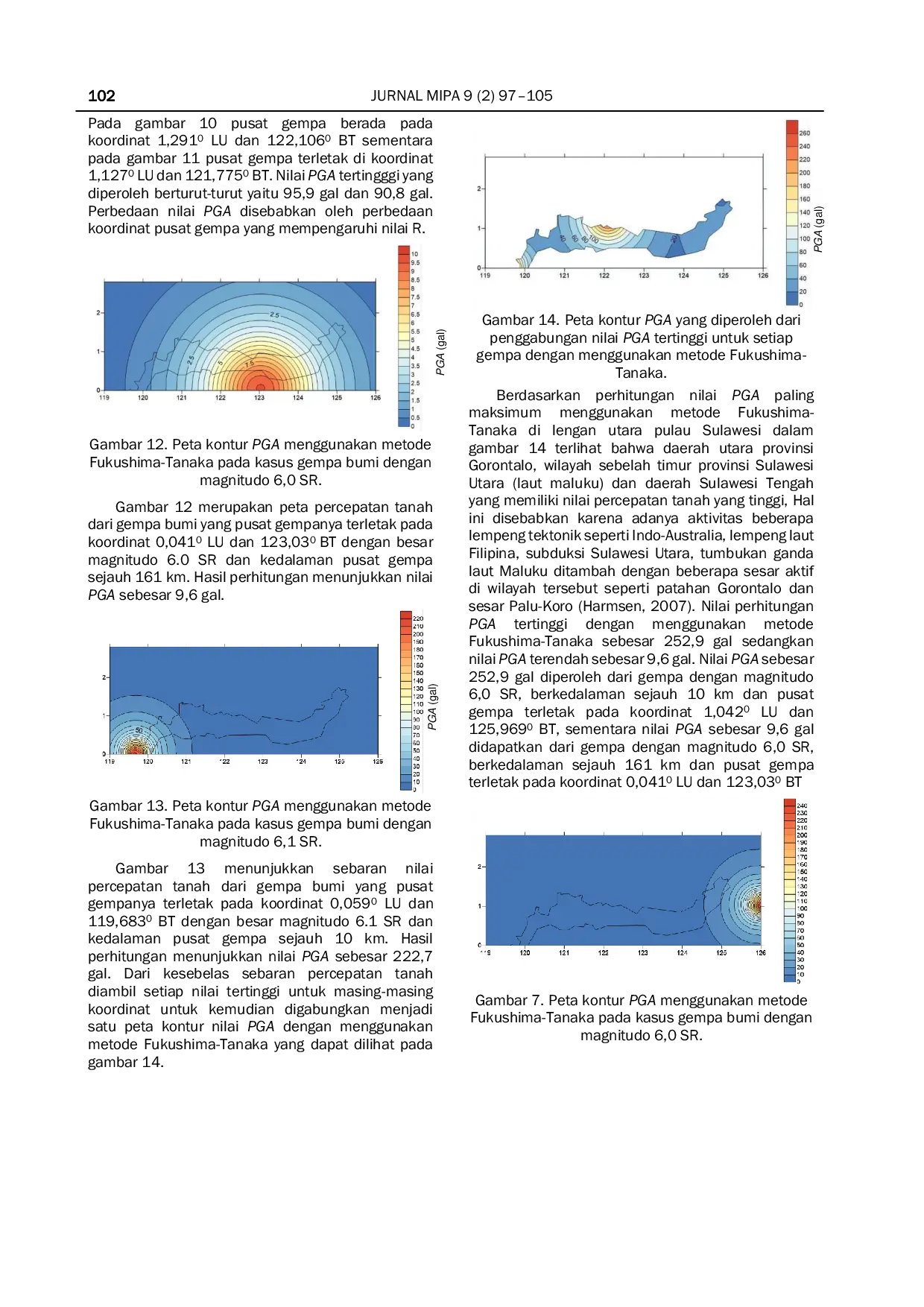 JURIS Analisis Percepatan Tanah Maksimum Akibat Adanya Gempa Bumi di Lengan Utara Pulau Sulawesi Menggunakan Metode Fukushima Tanaka