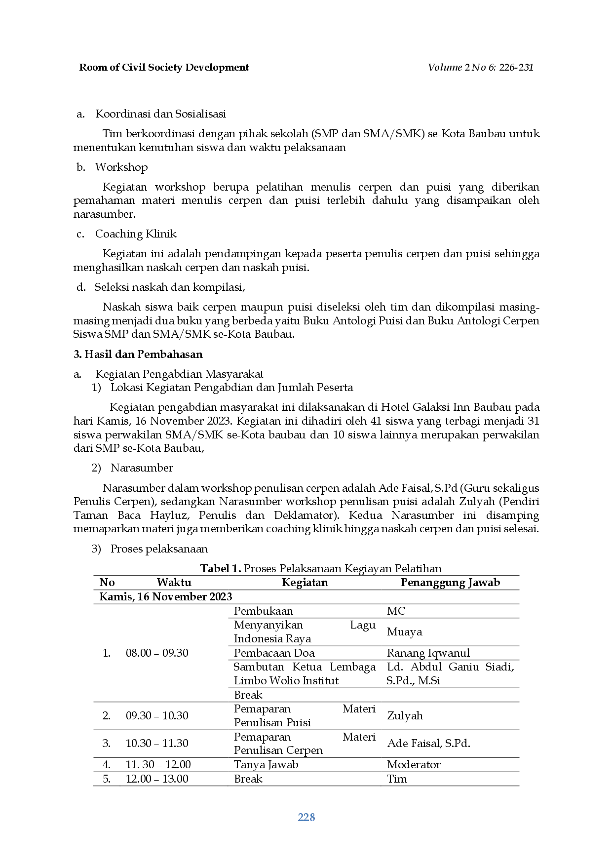 juris Peningkatan Budaya Literasi Melalui Workshop Penulisan Puisi dan Cerpen bagi Pelajar di Kota Baubau