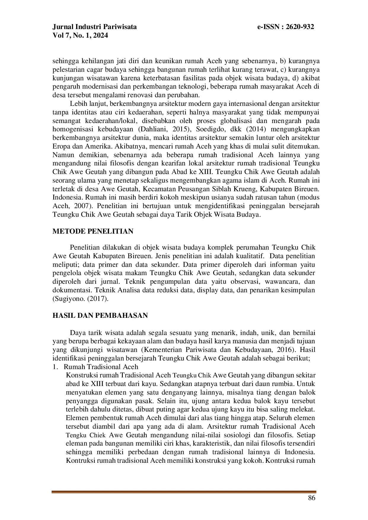 juris Identifikasi Peninggalan Teungku Chik Awe Geutah Abad Ke XIII Sebagai Daya Tarik Wisata Budaya Di Kabupaten Bireuen Provinsi Aceh