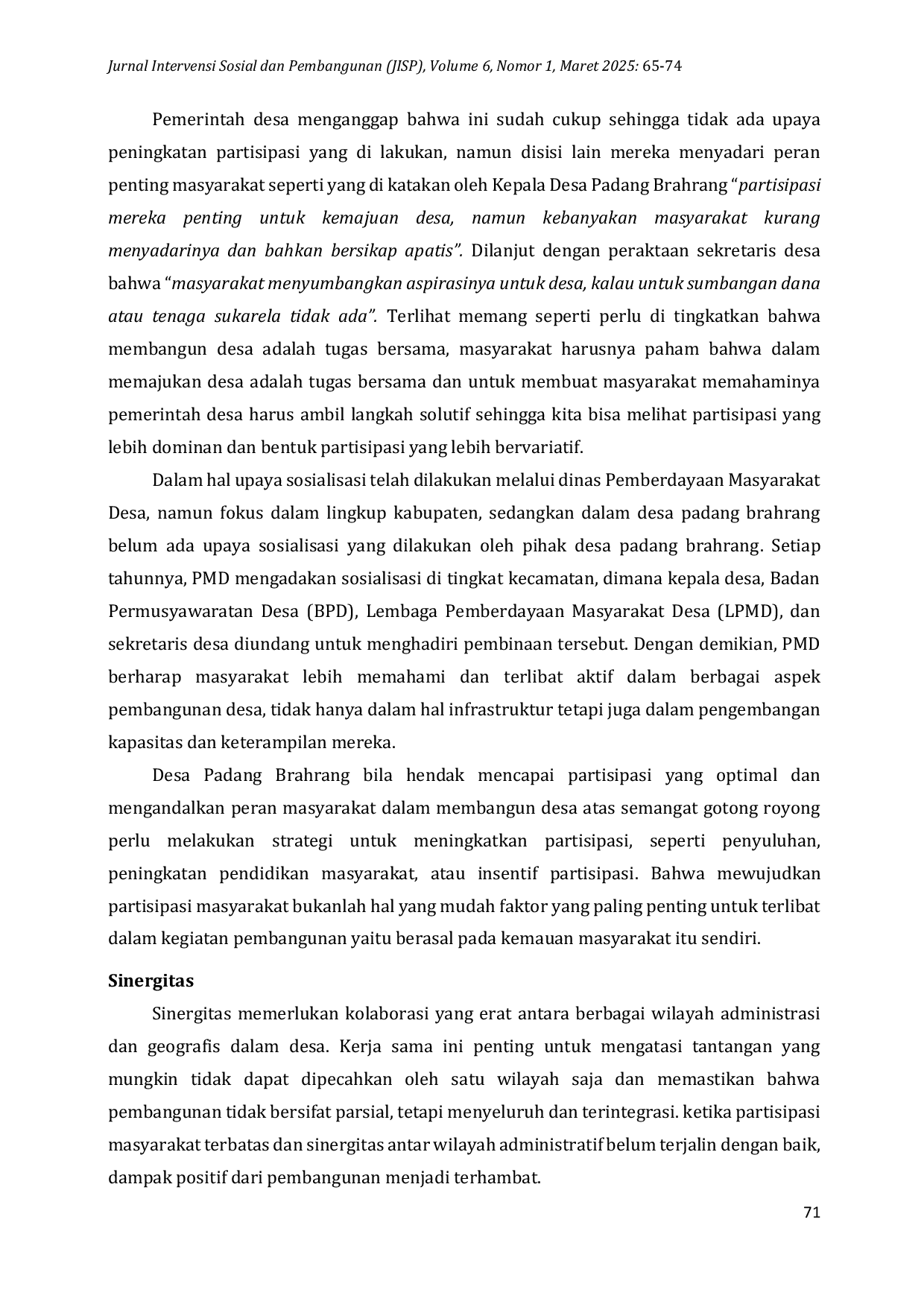 JURIS Mengurai Kesenjangan Partisipasi Transparansi dan Dominasi Kelompok Tertentu dalam Perencanaan Pembangunan Desa Padang Brahrang