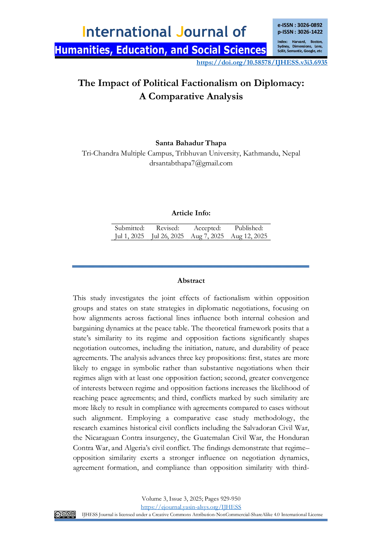 JURIS The Impact of Political Factionalism on Diplomacy A Comparative Analysis