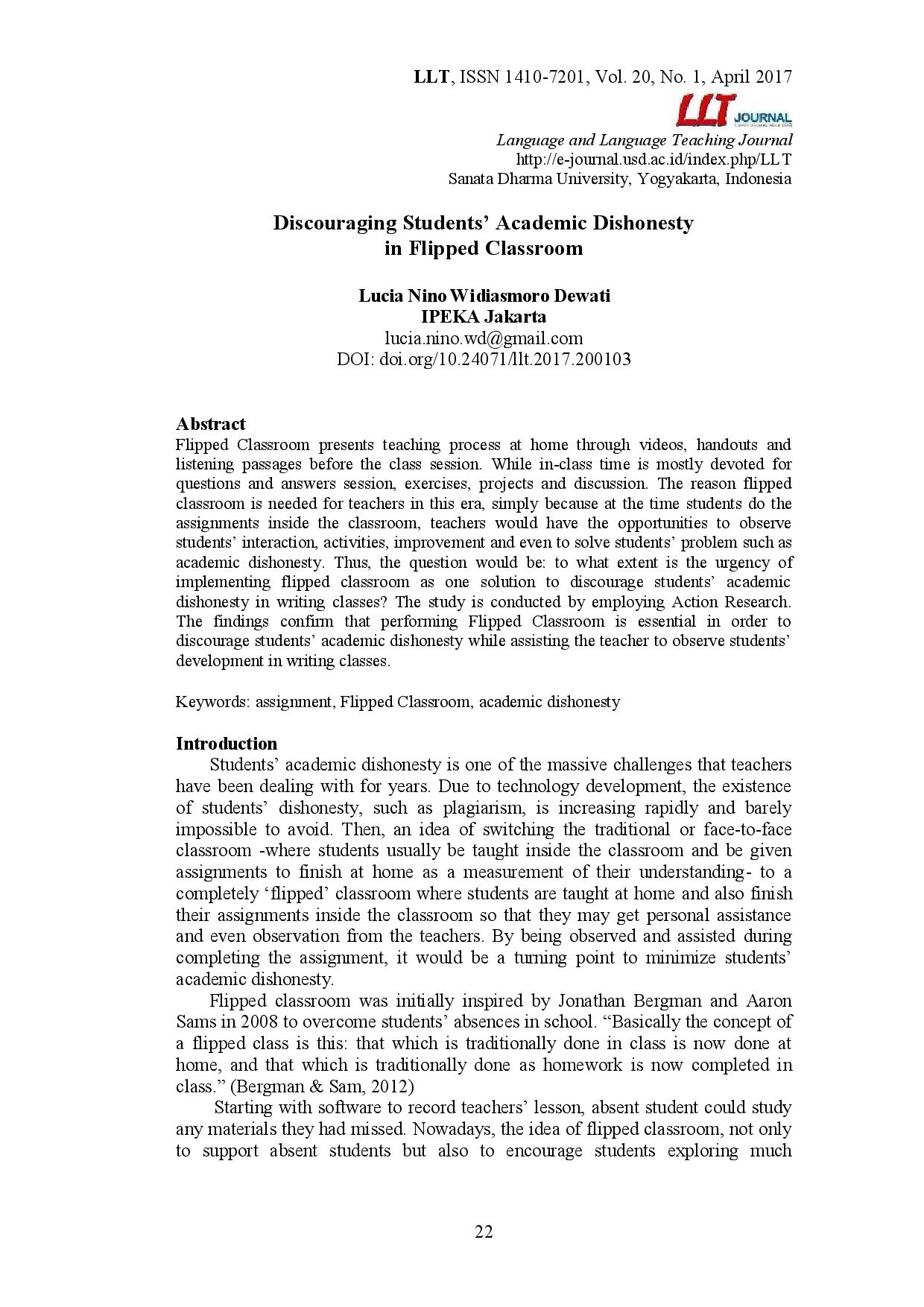 juris Discouraging Students Academic Dishonesty in Flipped Classroom