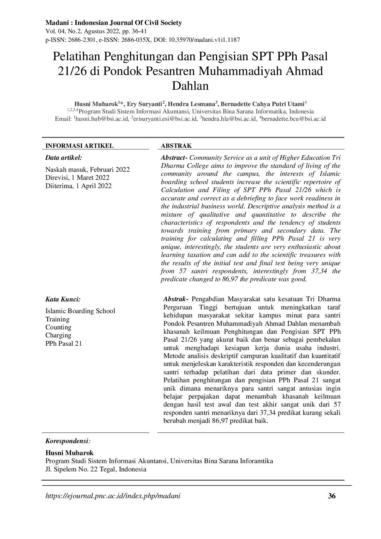 JURIS Pelatihan Penghitungan dan Pengisian SPT PPh Pasal 21 26 di Pondok Pesantren Muhammadiyah Ahmad Dahlan