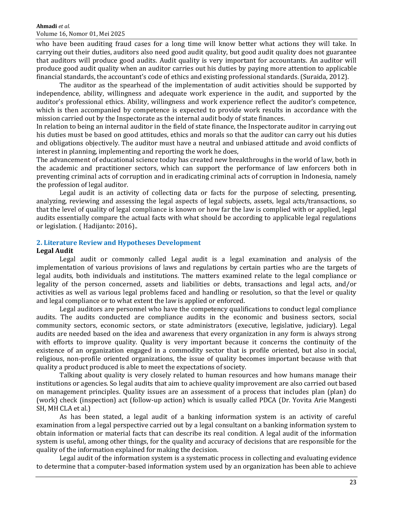 JURIS The Role of Legal Audit in Collection Loan Debts through State Attorney Study at Bambang Santoso Partners Law Firm
