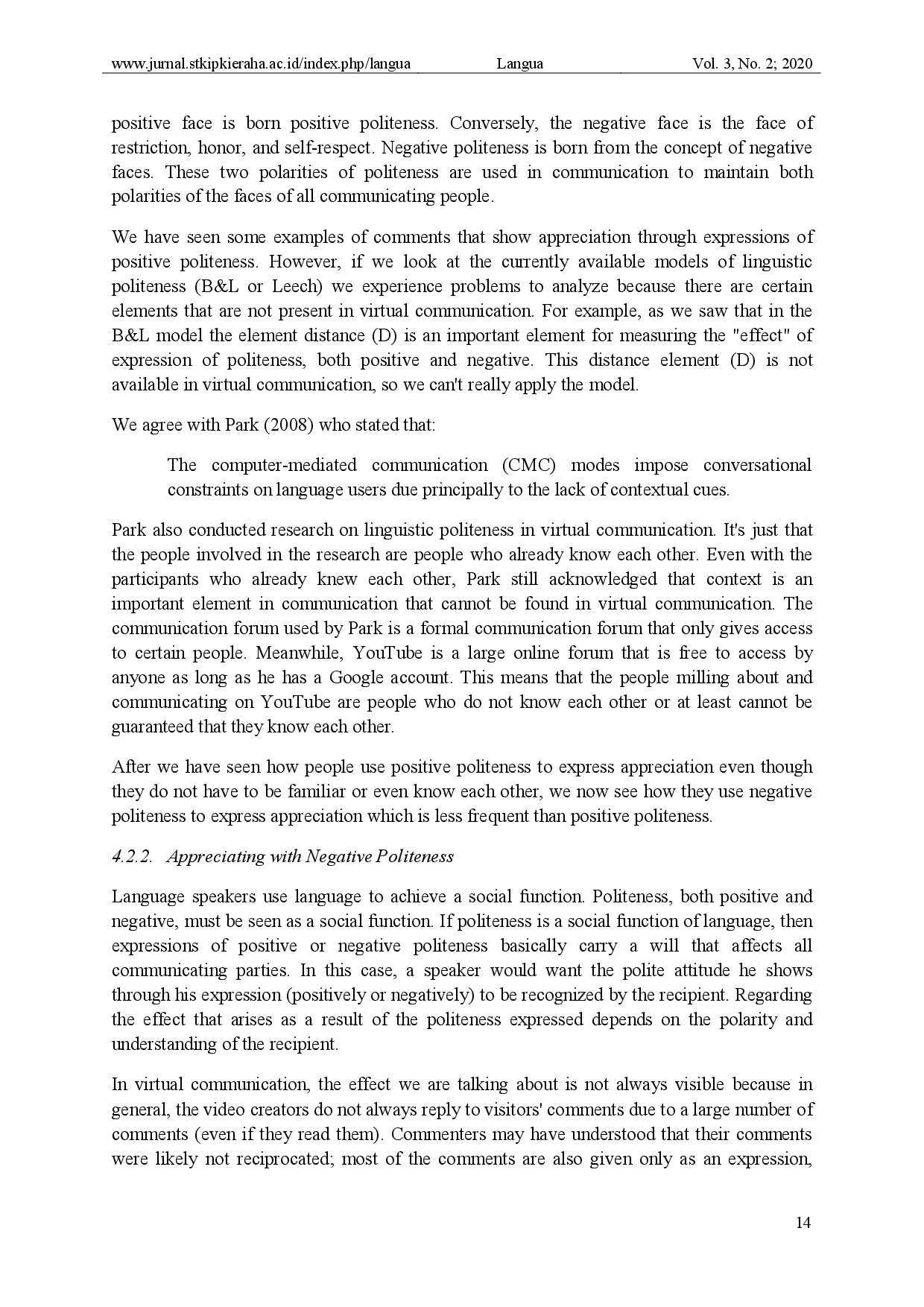 juris Linguistic Politeness in Public Virtual Communication