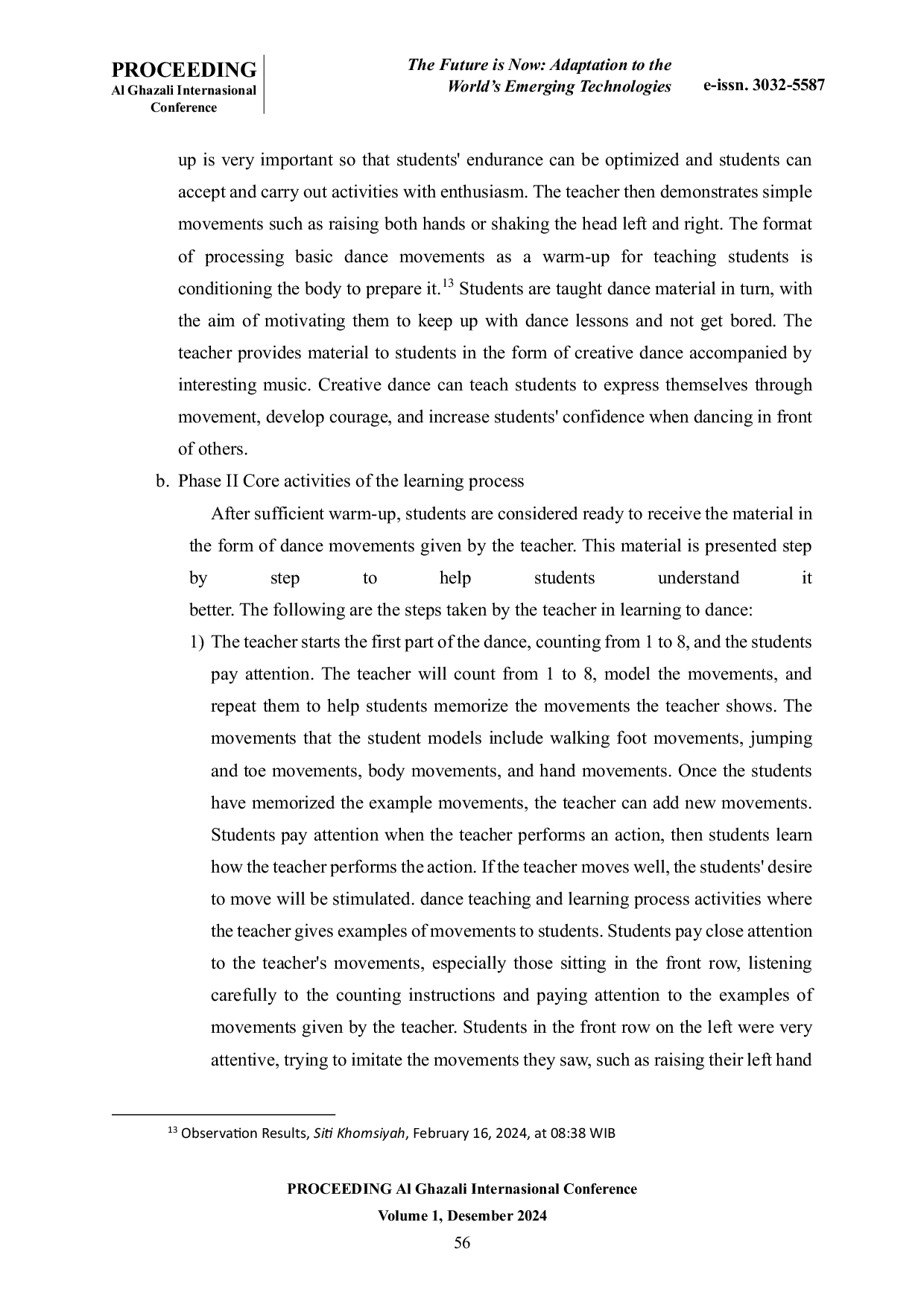 JURIS Integrating Dance to Increase Self Confidence A Case Study at Miftahul Huda Kindergarten