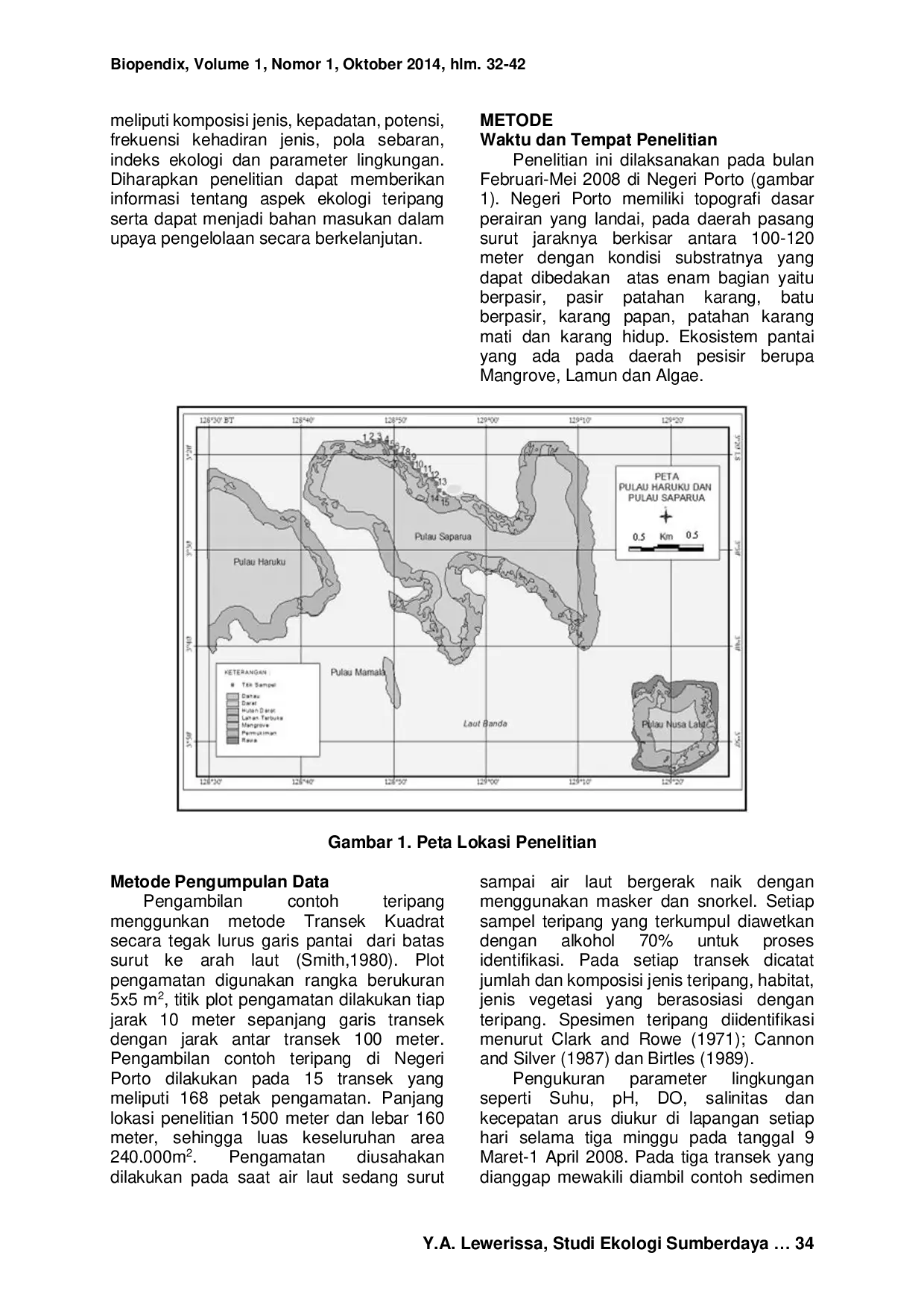 JURIS Studi Ekologi Sumberdaya Teripang Di Negeri Porto Pulau Saparua Maluku Tengah